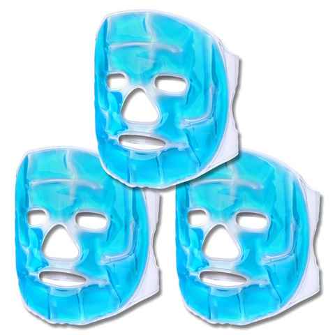 Schramm Kühlpad Schramm® 3er Set Kühlmasken Blau Gesichtsmaske Kühlmaske Kühlbrille Augenmaske Gelmaske Schlafmaske Entspannungsmaske Gelbrille Migräne Maske Brille