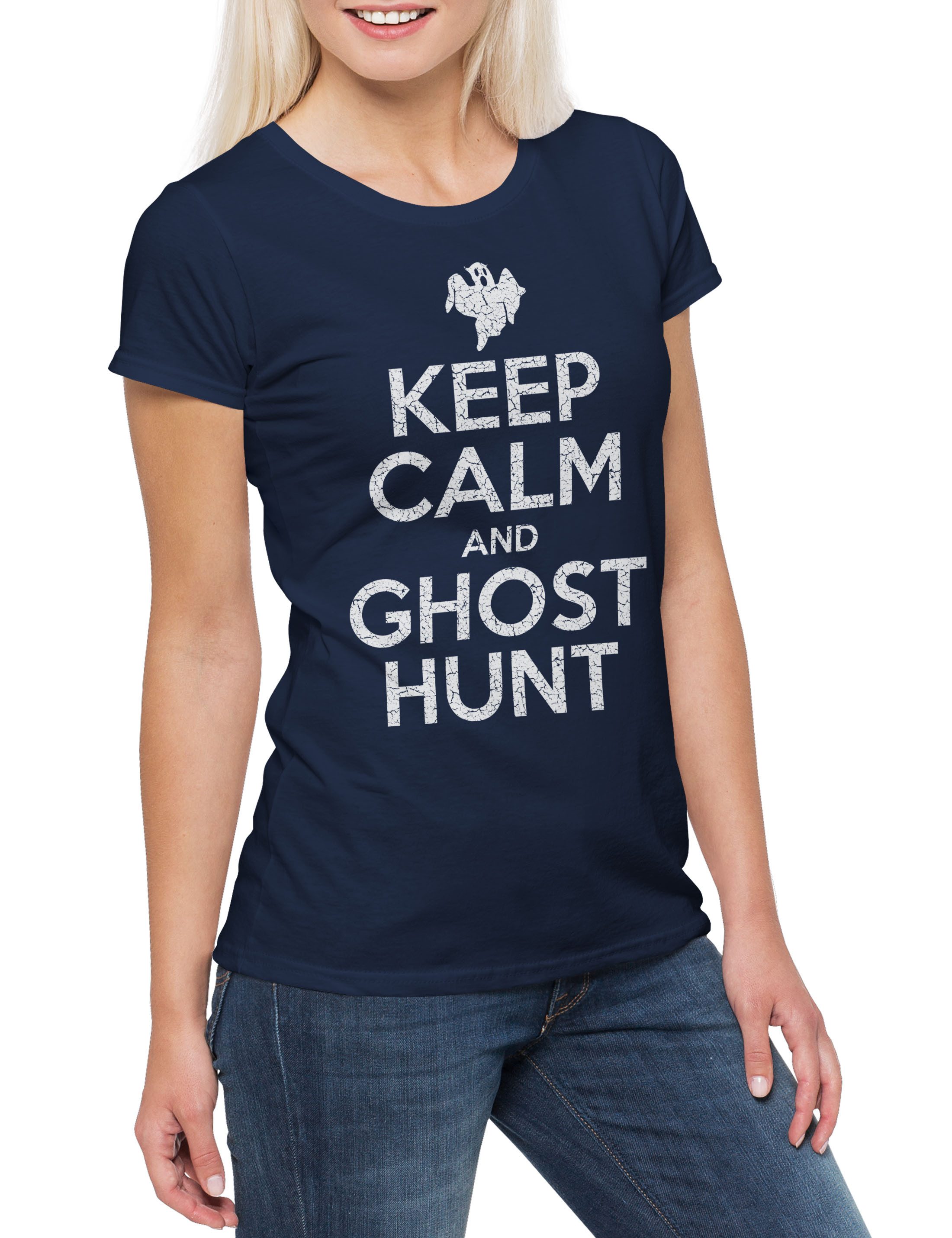 Urban Backwoods Print-Shirt Keep Calm And Ghost Hunt Damen T-Shirt Spectre günstig online kaufen