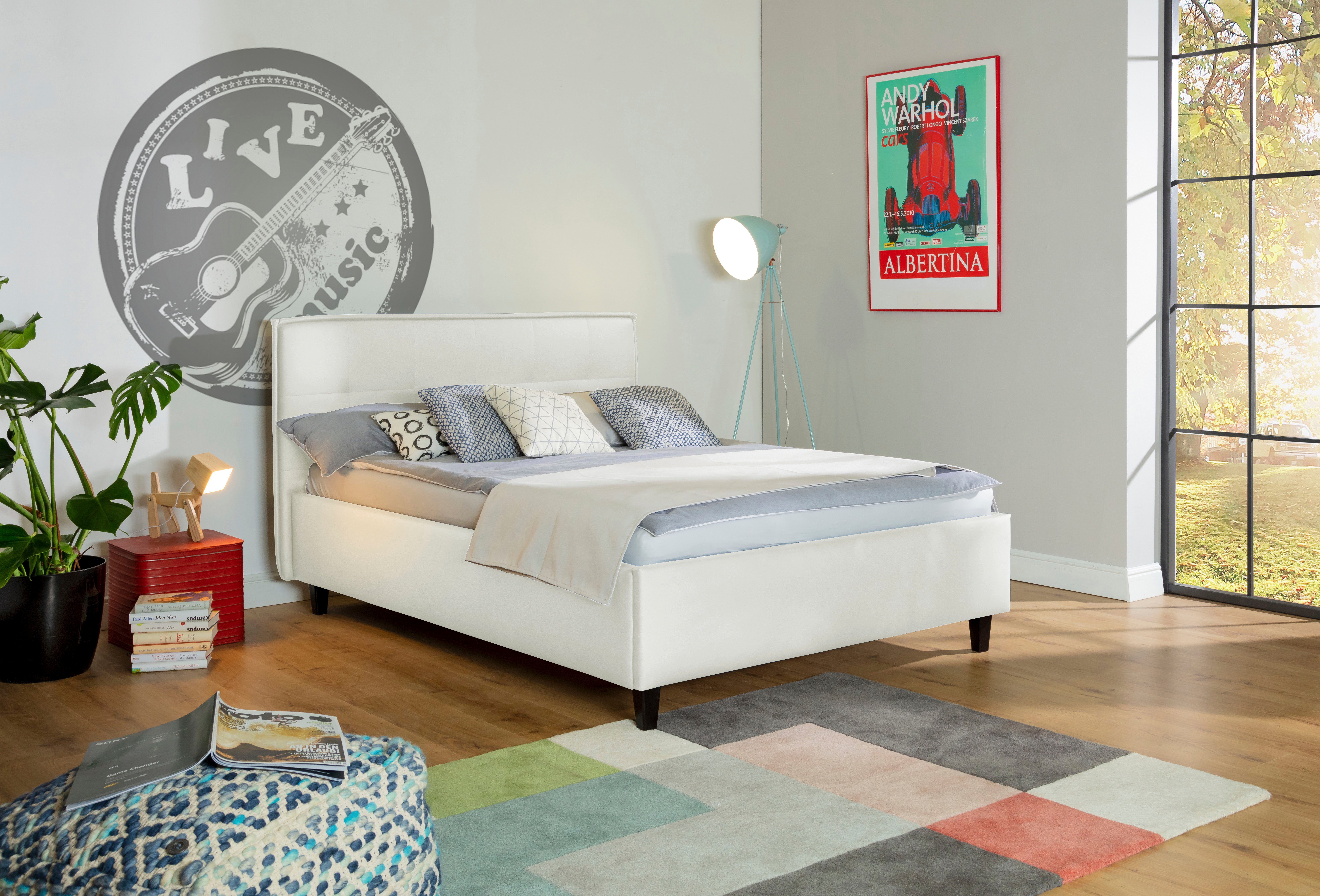 alina Polsterbett Hakon, wahlweise mit Matratze und Lattenrost, Füße in Tabak