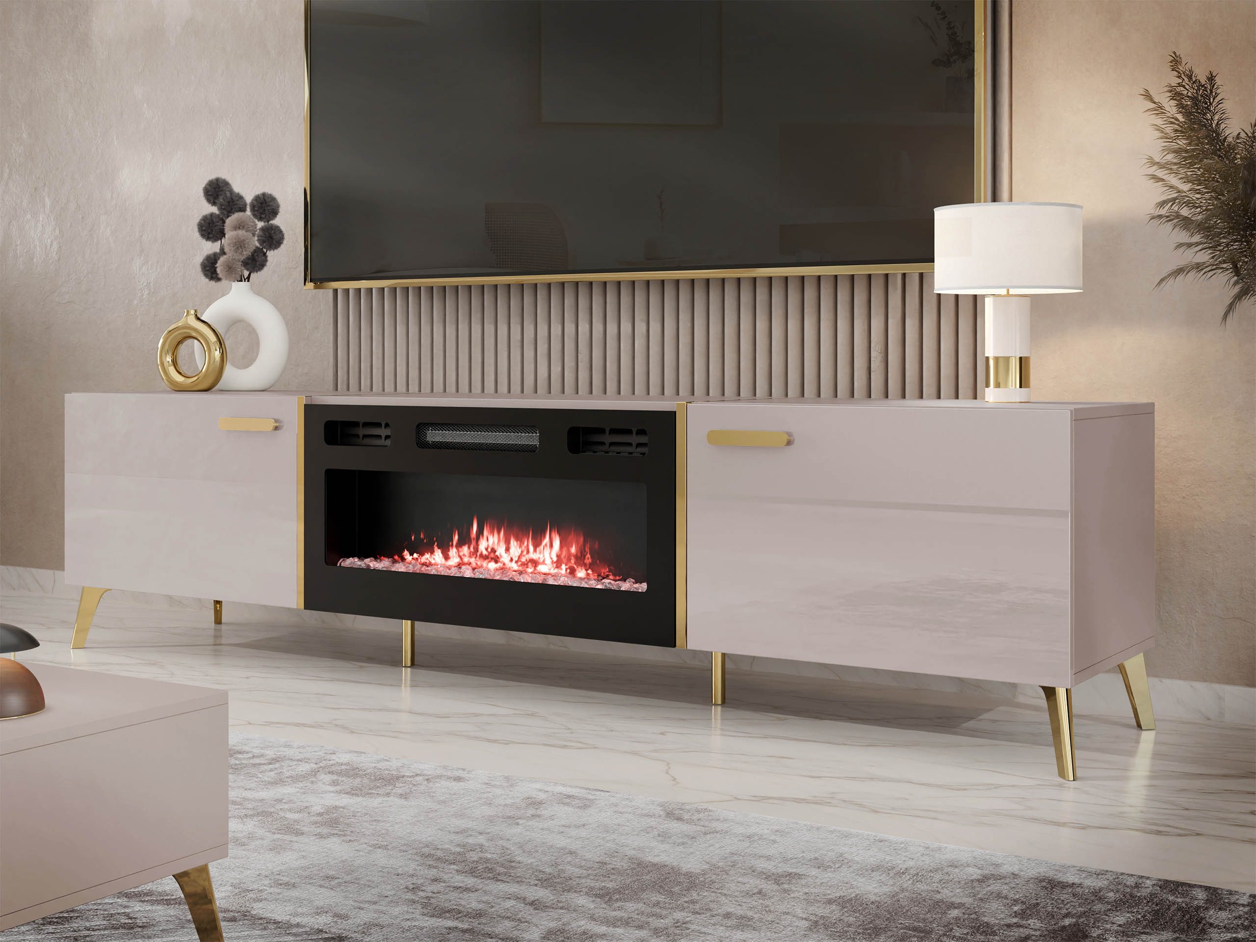 MIRJAN24 TV-Schrank Picru 2D EF mit Kamin (mit zwei Klappen) Realistische L günstig online kaufen