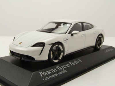 Minichamps Modellauto Porsche Taycan Turbo S 2020 weiß metallic Modellauto 1:43 Minichamps, Maßstab 1:43