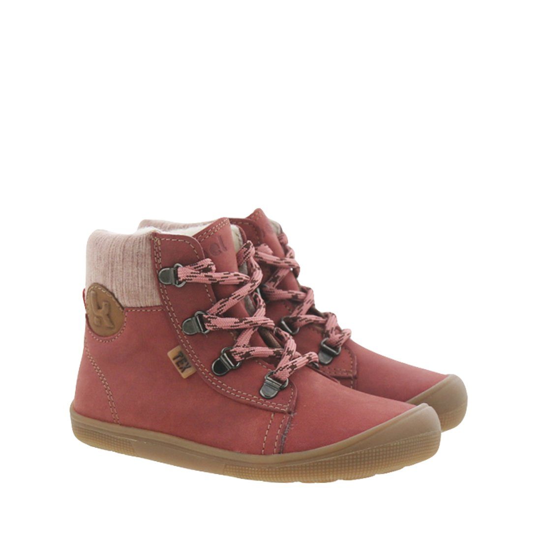 KOEL Koel Stiefel Barfußschuhe Deemer Tex Wasserdicht Leder Wolle Pink Schnürstiefelette