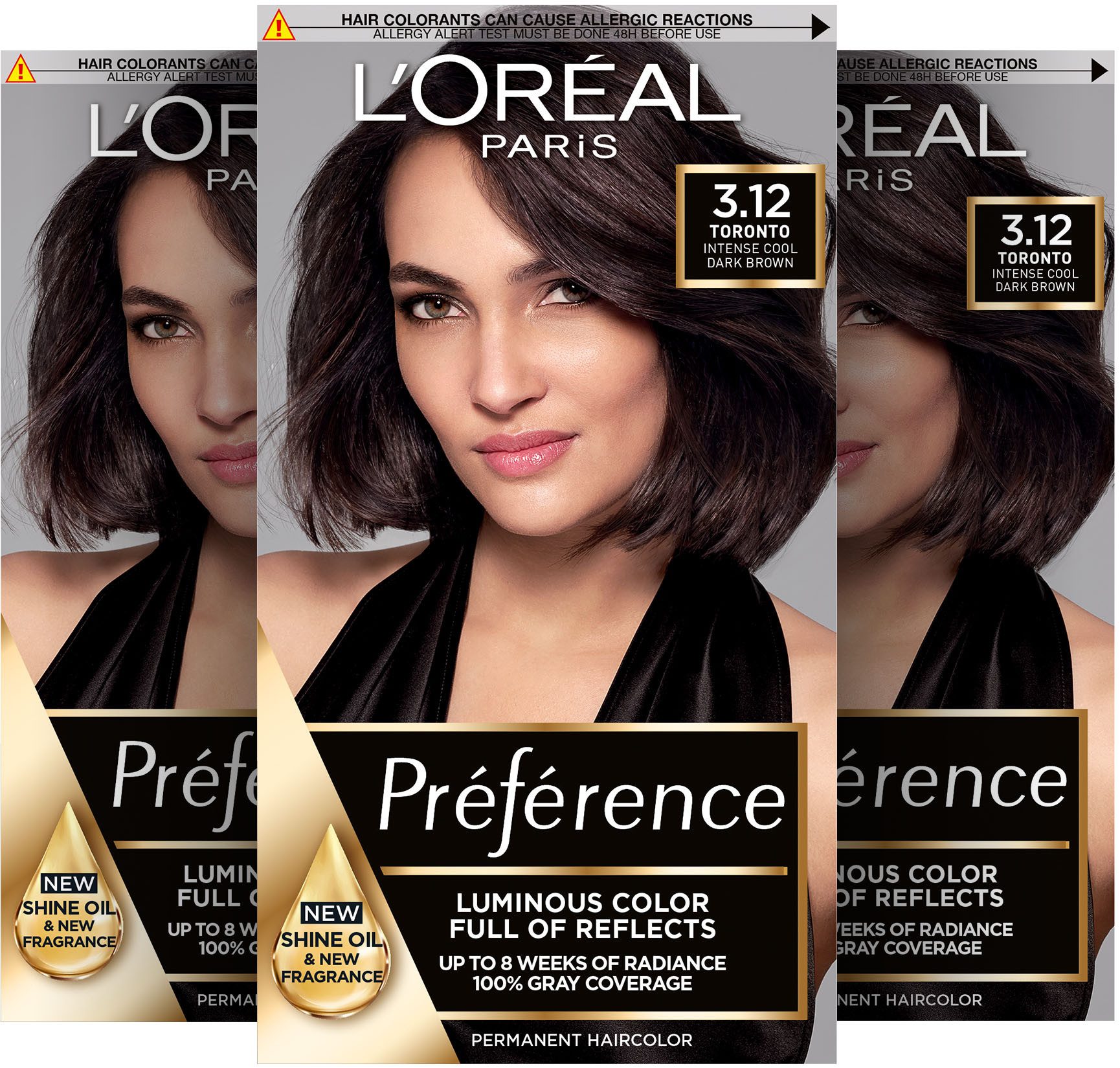 L'ORÉAL PARIS Coloration PRÈFEÈRENCE HAARFARBE, Packung, 3-tlg., dauerhafte Haarcoloration mit 100% Grauabdeckung