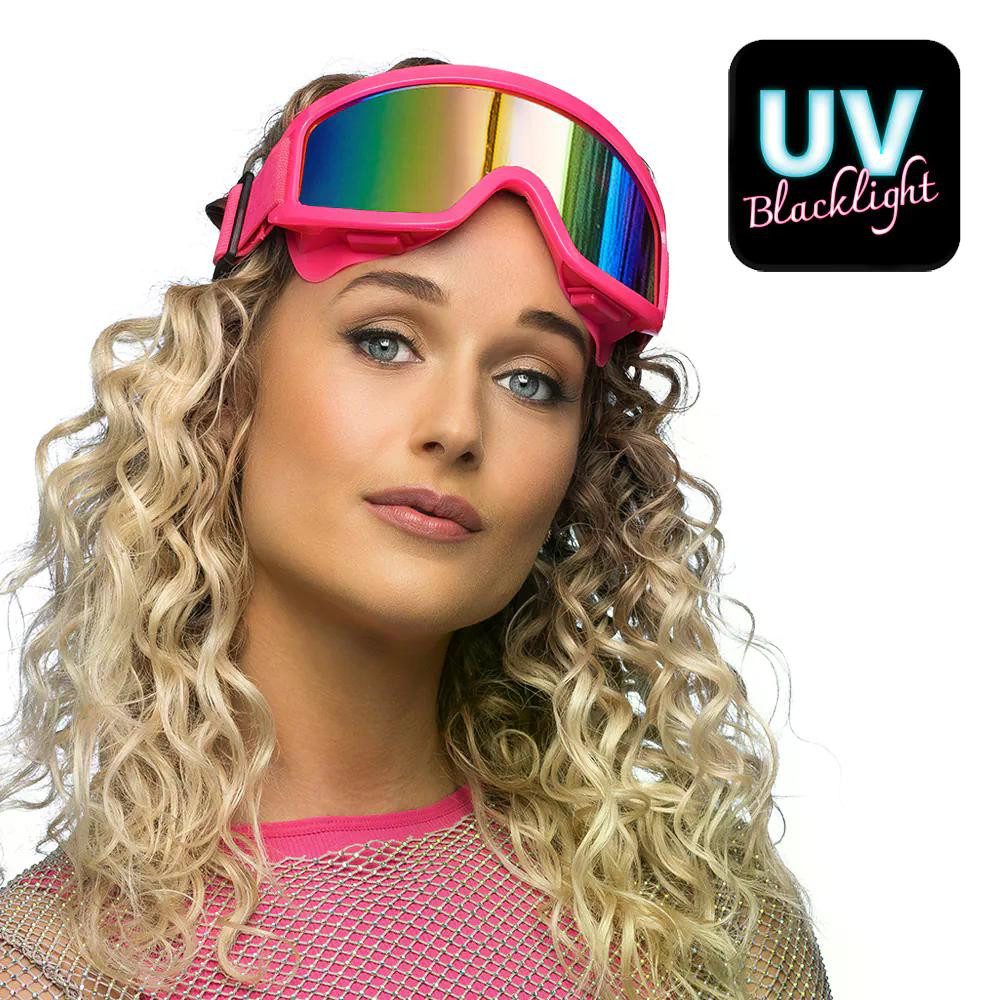 Kostüm Party Ski-Brille Neon UV oder schwarz Spiegelglas Après Ski Party