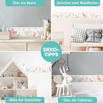 lovely label Bordüre Häschen & Rehe apricot/grau/beige - Wanddeko Kinderzimmer, selbstklebend