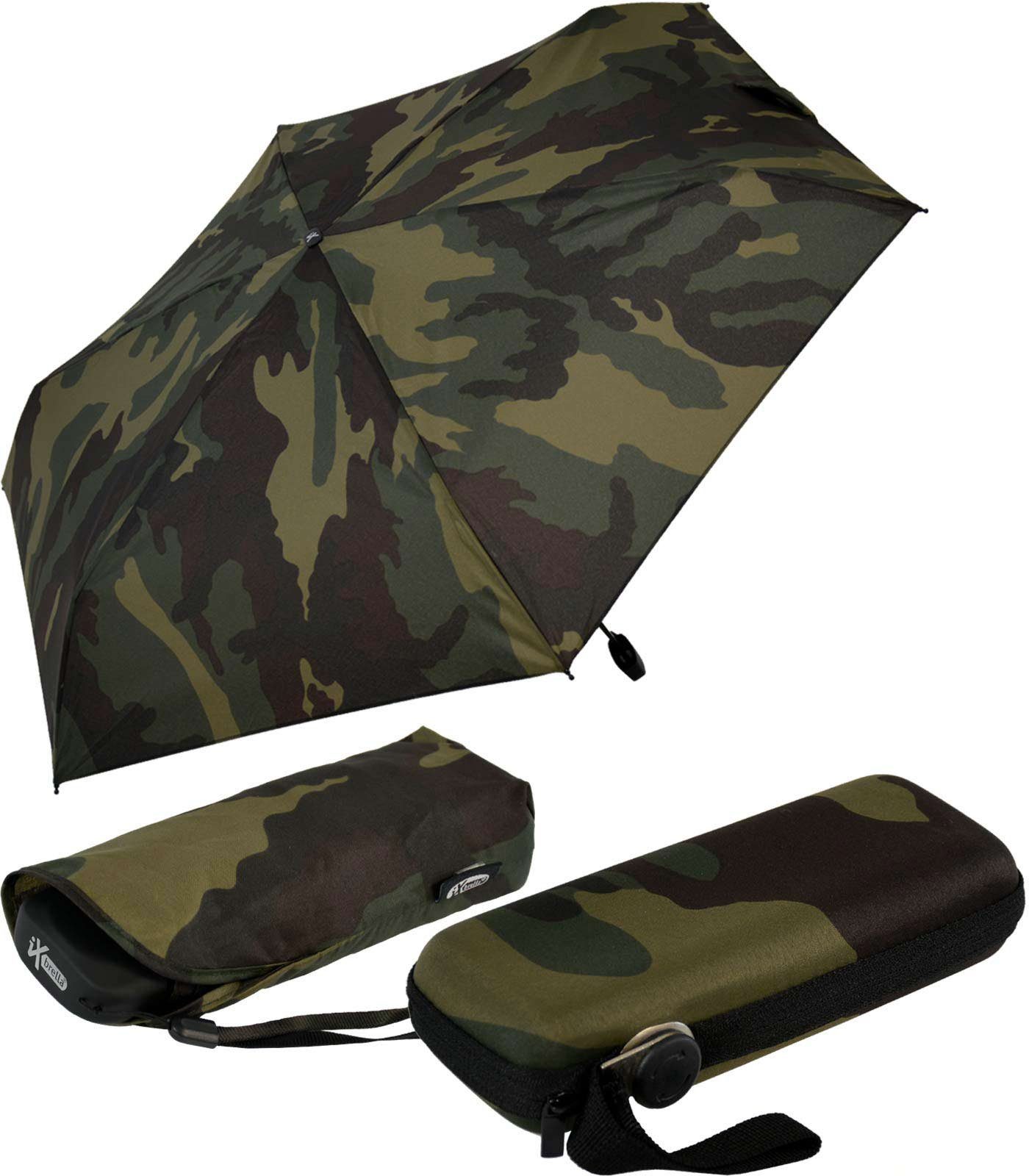 iX-brella Taschenregenschirm Super Mini Schirm mit großem Dach 94cm - Camouflage, super-mini olive