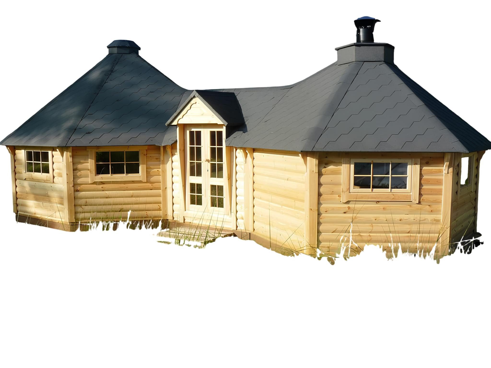 JVmoebel Grillkota Hütte Haus Doppel Grillkota aus Holz - Gartenlaube für Camping, (Maßeinheit, Maße), Made in Europe