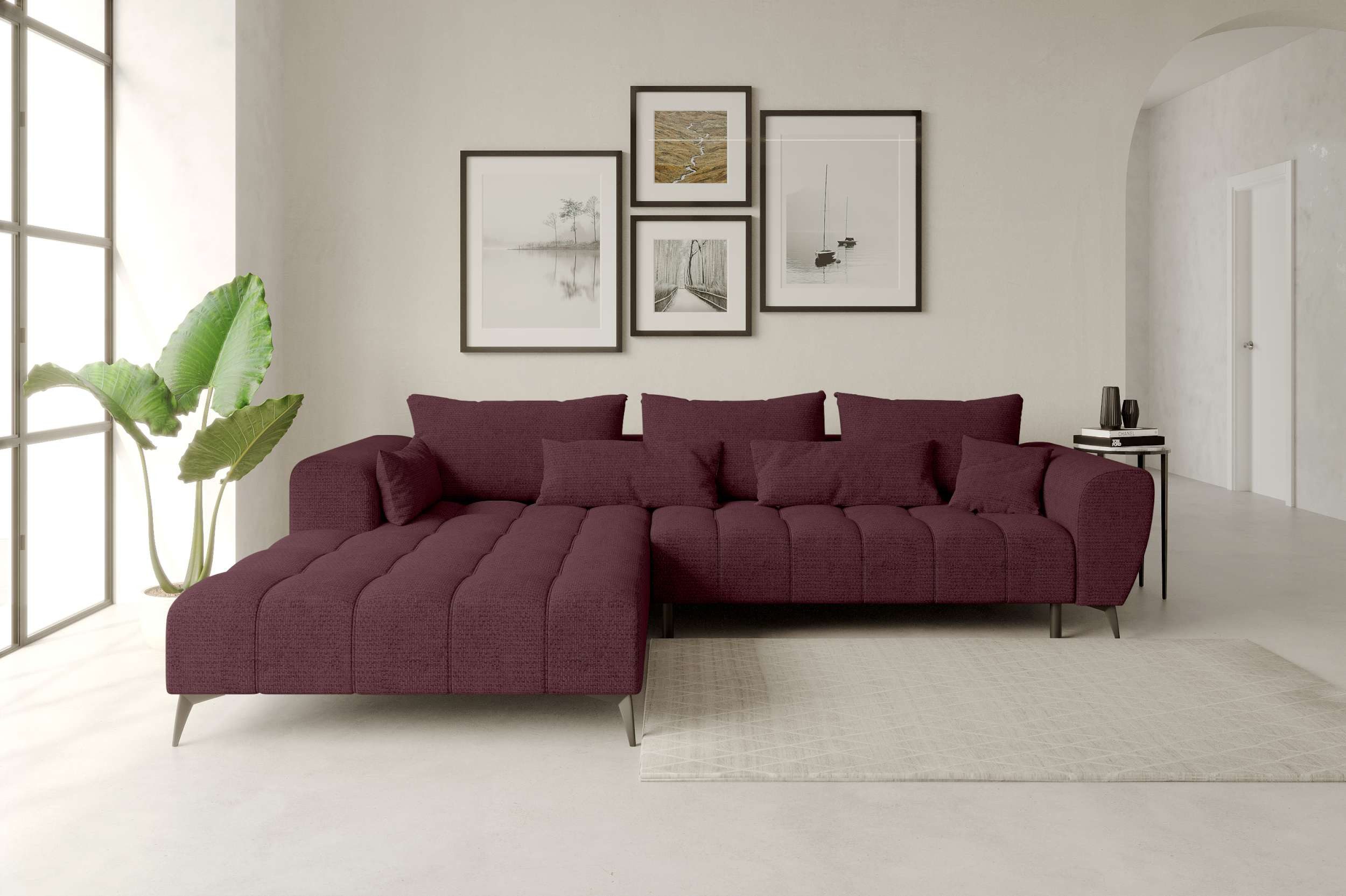 99rooms Ecksofa Ferrano, Sofa L-Form, Eckcouch, wählbar mit/ohne Sitztiefenverstellung, Rundumbezug aus Chenille EDEN