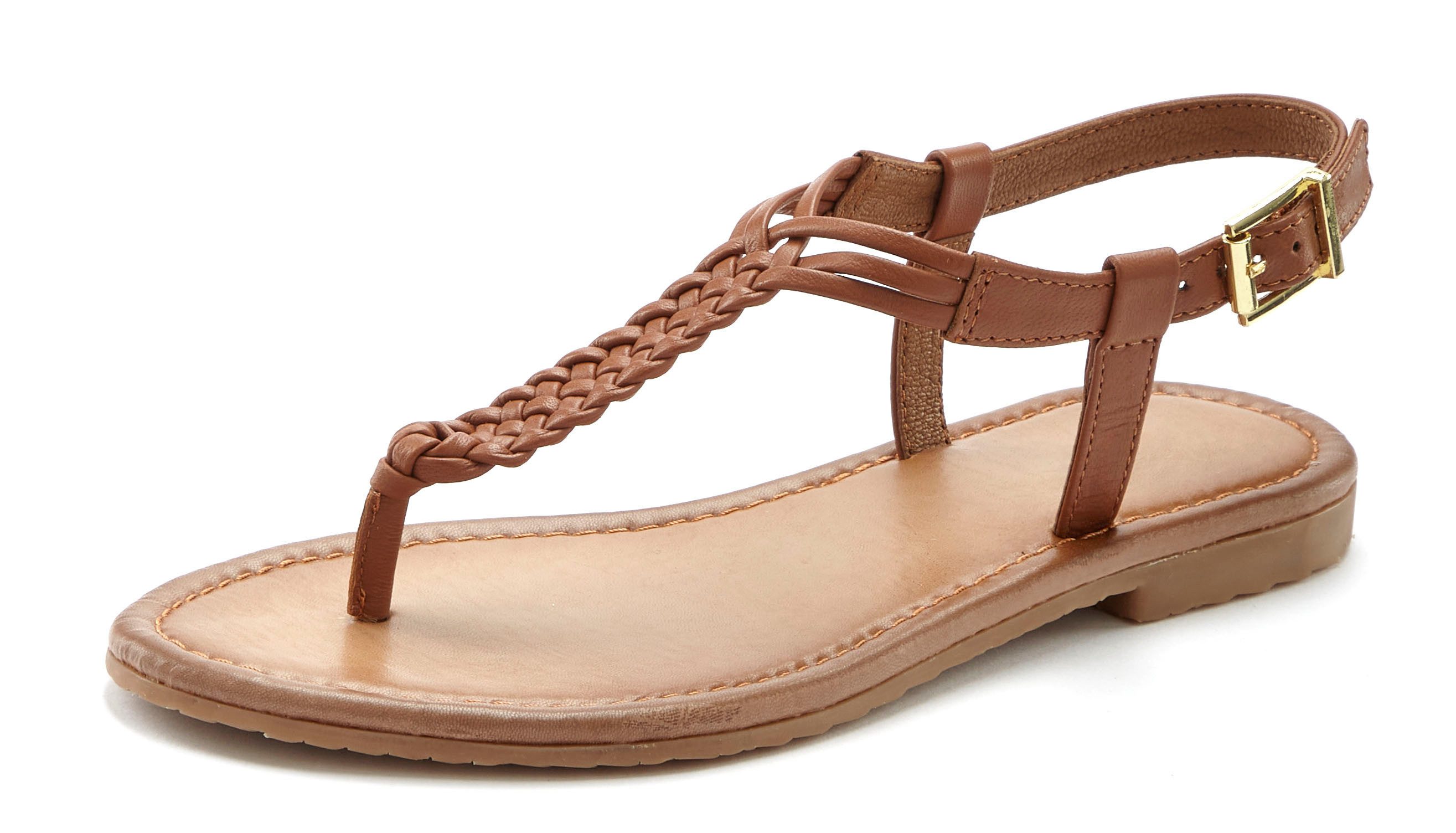 Vivance Zehentrenner Sandalette, Sommerschuh,Sandale aus Leder mit Flecht-O günstig online kaufen