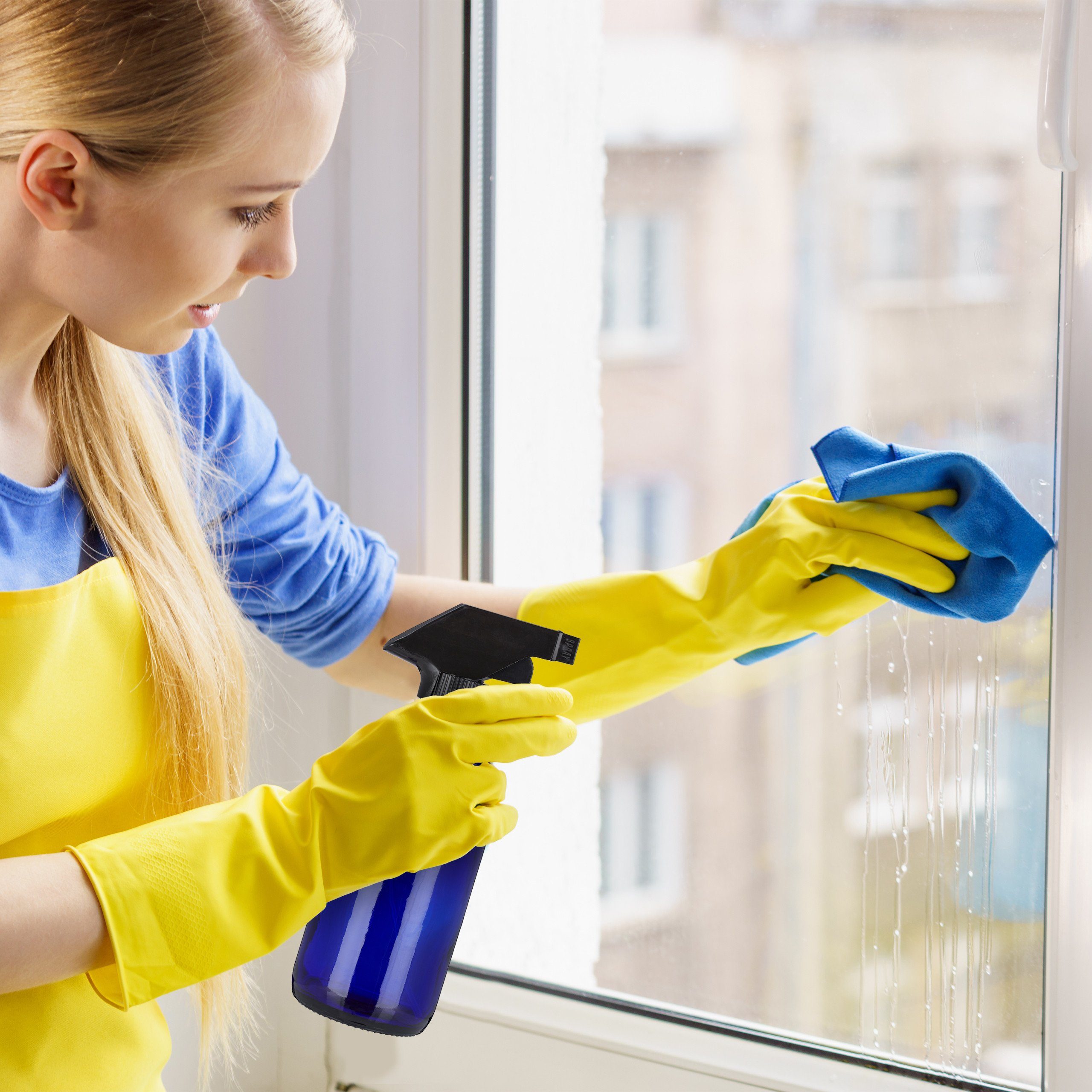 relaxdays Sprühflasche 8 x Sprühflasche Glas Blau
