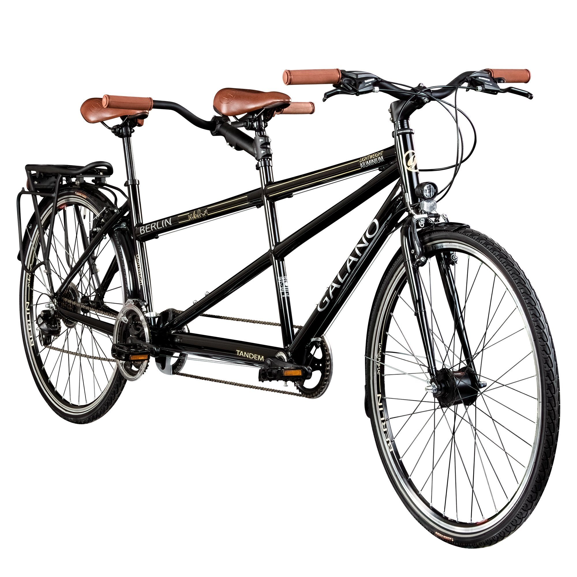 Galano Tandem Berlin, 21 Gang, Kettenschaltung, 700c Tandem Fahrrad Cityrad Trekkingrad 28 Zoll Touring Bike 21 Gänge schwarz