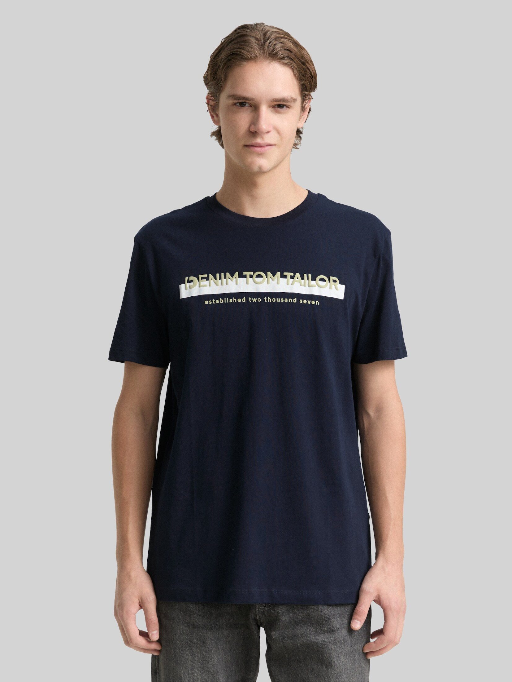 TOM TAILOR Denim T-Shirt T-Shirt (im Einserpack) T-Shirt mit Logo-Print