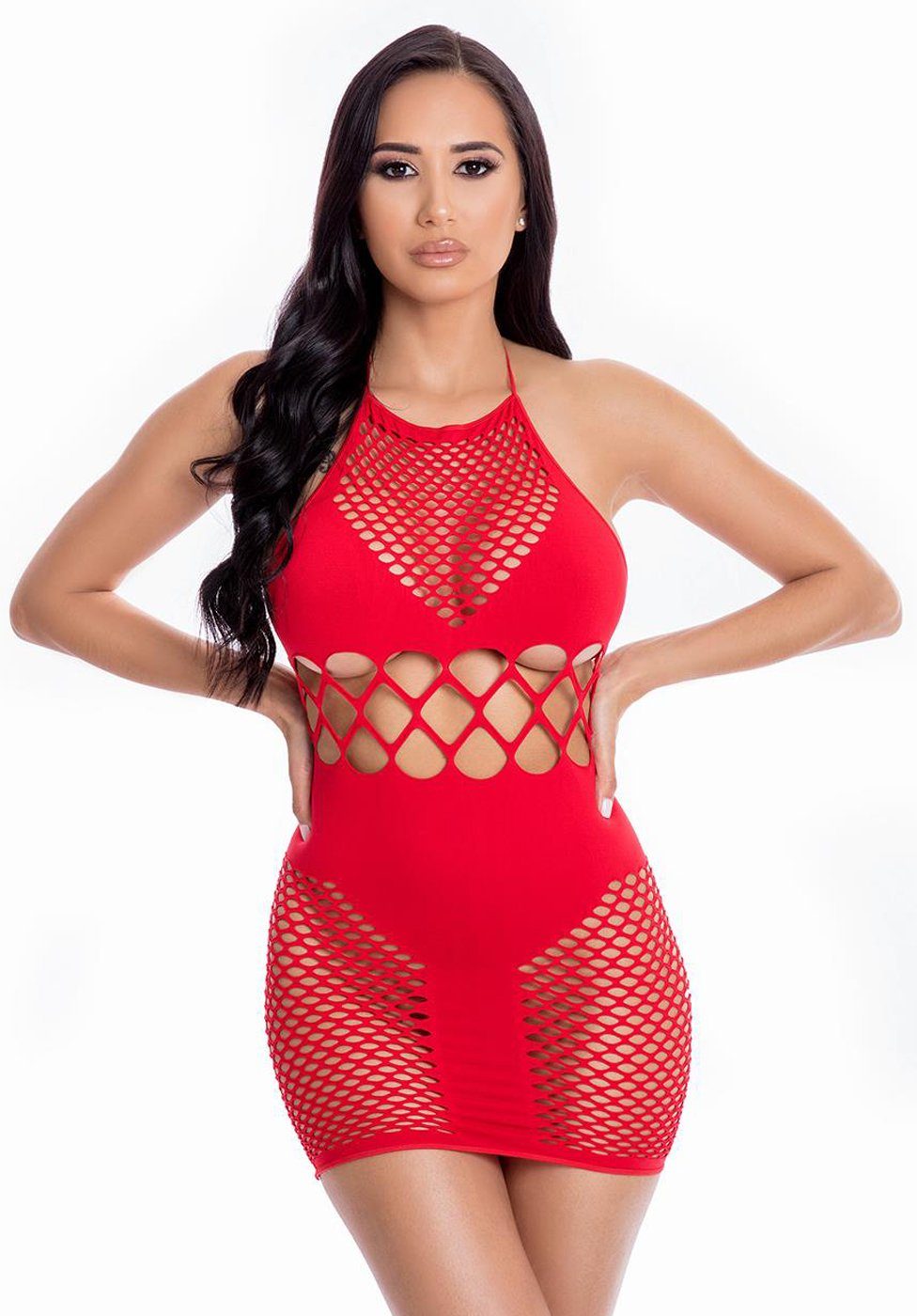 Minikleid Netz-Kleid - rot