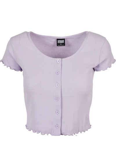 URBAN CLASSICS Shirtjacke Damen Ladies Cropped Button Up Rib Tee (1-tlg)