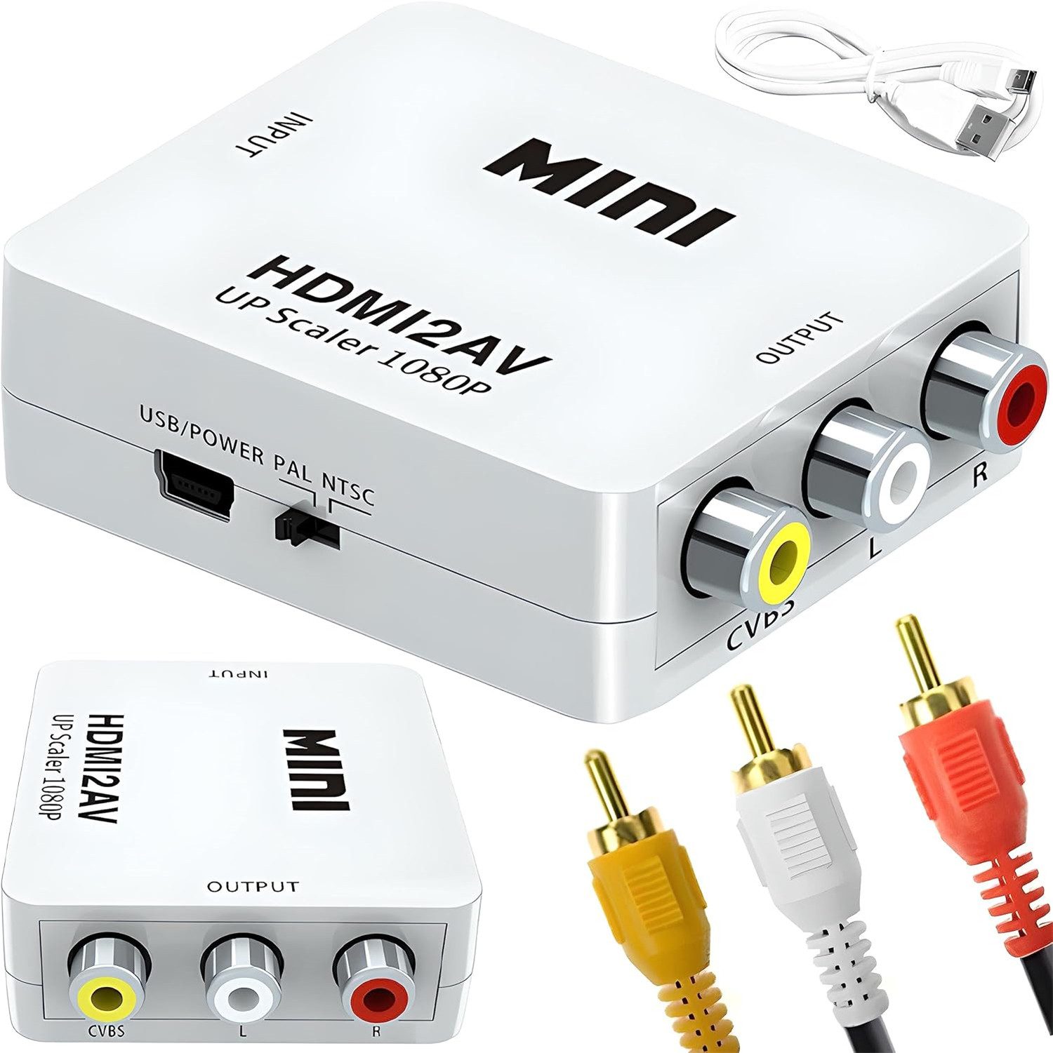 Olotos AV zu HDMI Перехідники Konverter Full HD 1080P Video Audio TV 3 RCA Audio- & Video-Adapter