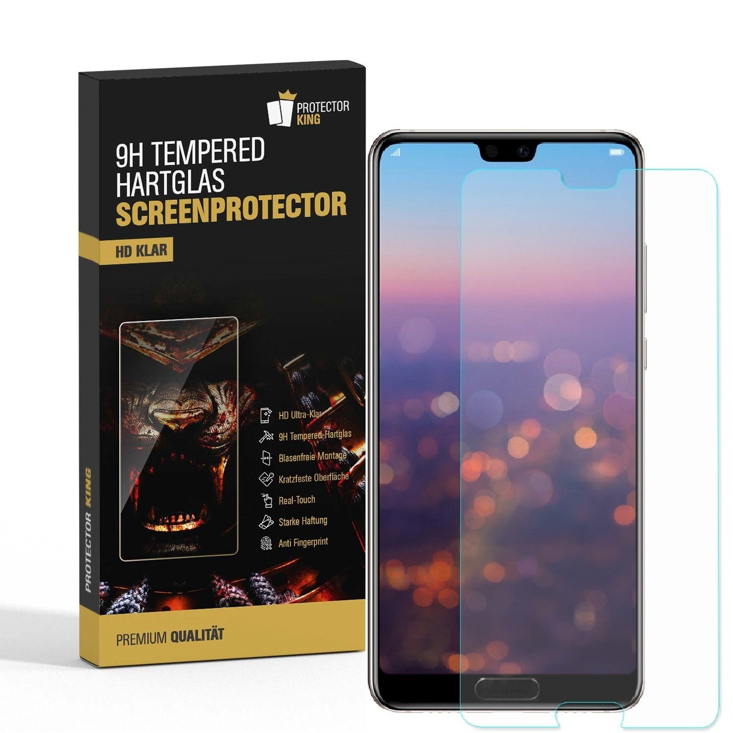 Protectorking Schutzfolie 4x 9H Panzerglas für Huawei P20 Displayschutz Schutzglas Hartglas, (4-Stück), Displayschutzglas, Schutzglas Echtglas Tempered 9H Härte HD-KLAR