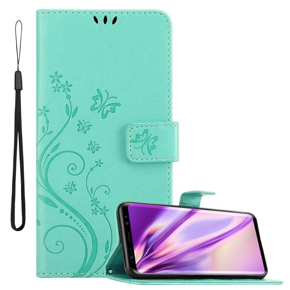 Cadorabo Handyhülle für Samsung Galaxy S9 Hülle Samsung Galaxy S9, Hülle Schutzhülle Blumen Flower mit Standfunktion Kartenfach Magnet