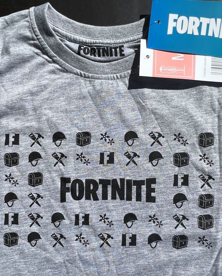 Fortnite Print-Shirt Fortnite T-Shirt hellgrau meliert Erwachsene + Jugendl günstig online kaufen