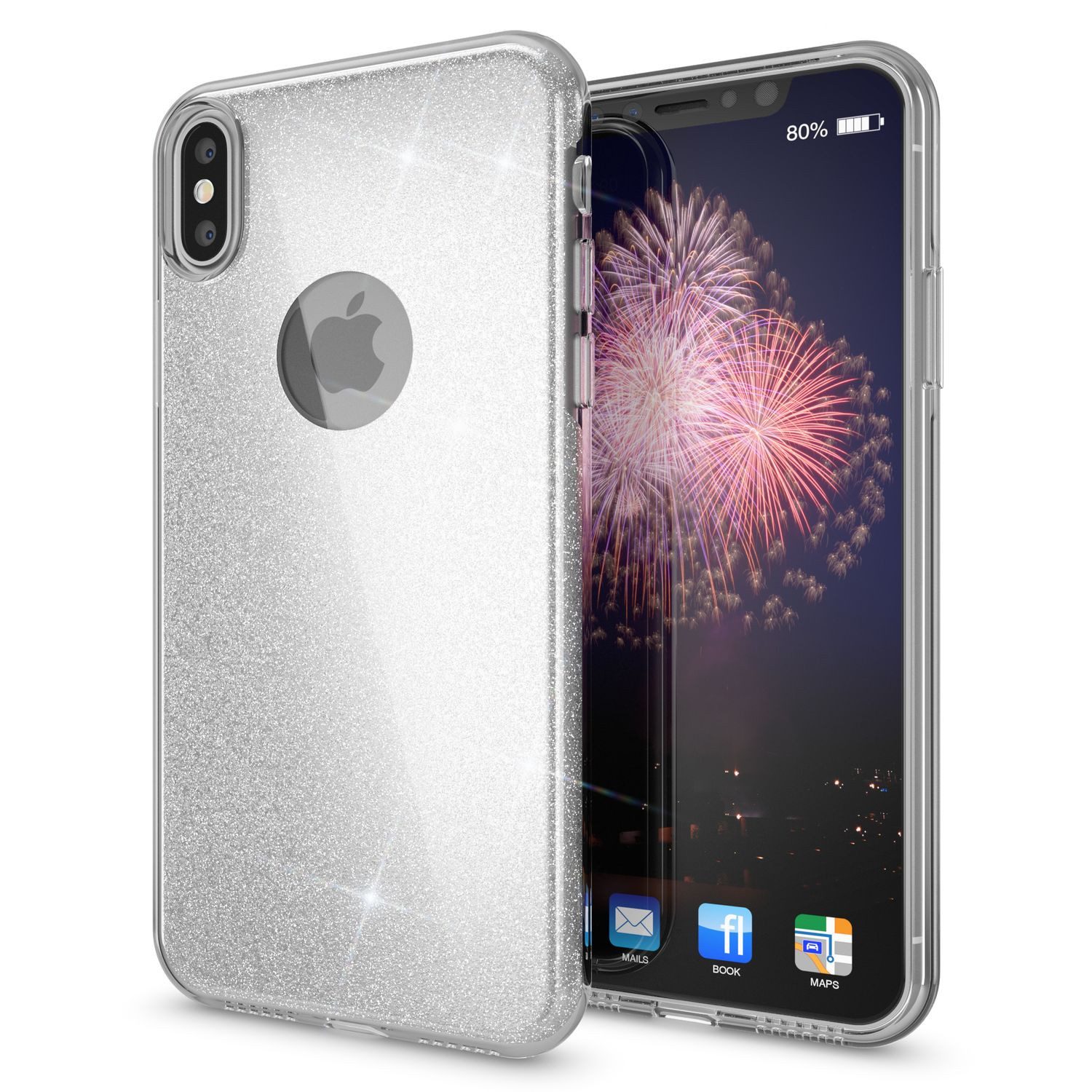 Nalia Smartphone-Hülle Apple iPhone X Apple iPhone XS 14,7 cm (5,8 Zoll), Glitzer Silikon Hülle / Verstärkte Innenseite / Glänzende Schutzhülle