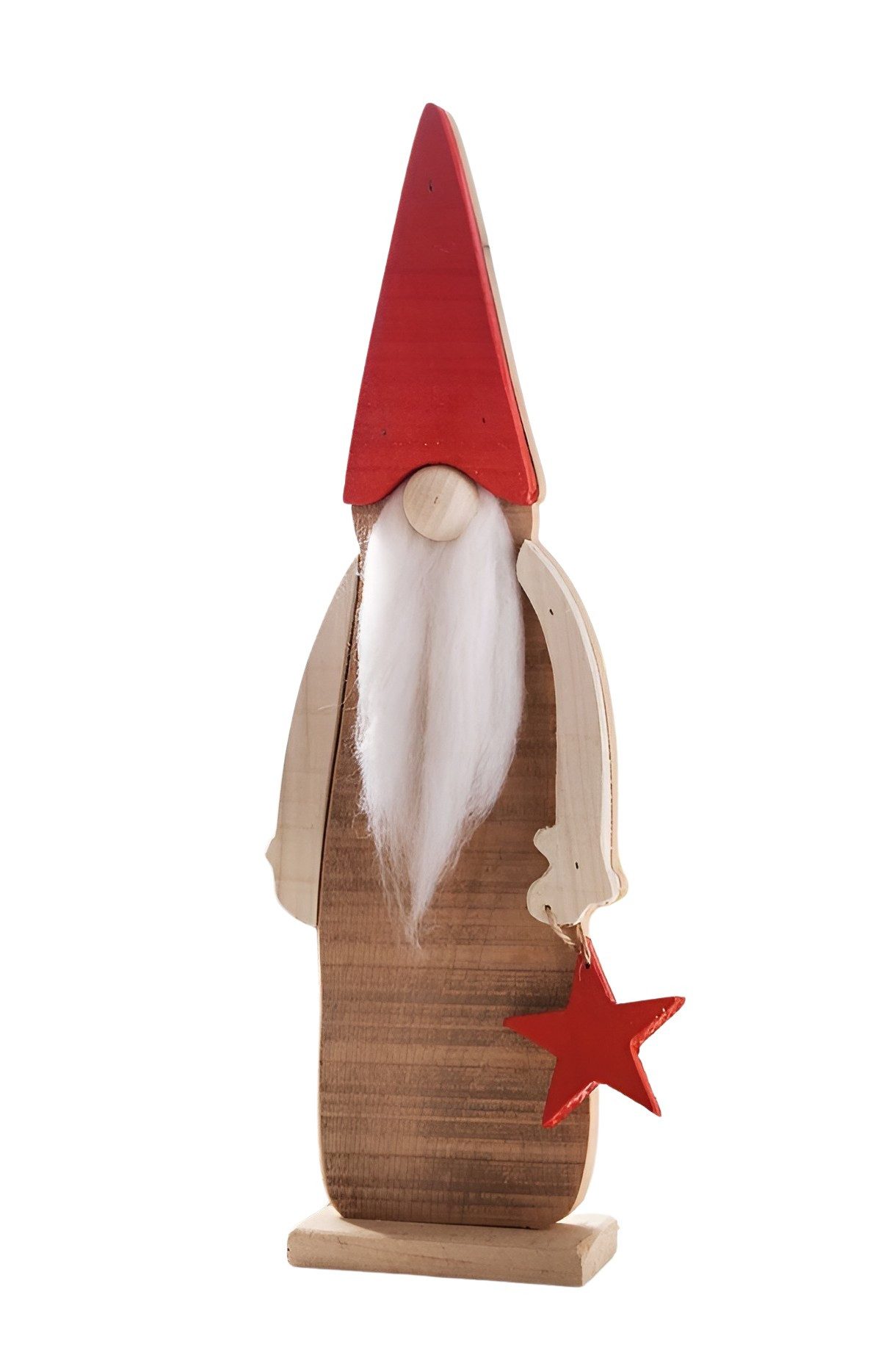 Dekoleidenschaft Wichtel "Tomte" Dekofigur aus recyceltem Holz, 43 cm hoch, Weihnachtswichtel, Weihnachtsdeko, Holzfigur mit roter Mütze, Weihnachtsmann, Holzdeko