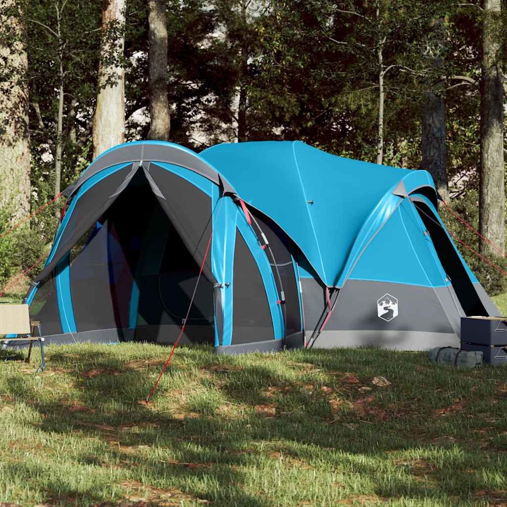 furnicato Faltzelt Familienzelt Tipi 490x459x196 cm Blau, (1 tlg), Campingzelt mit 2 Schlafkabinen, E-Anschluss und integriertem Vorzelt