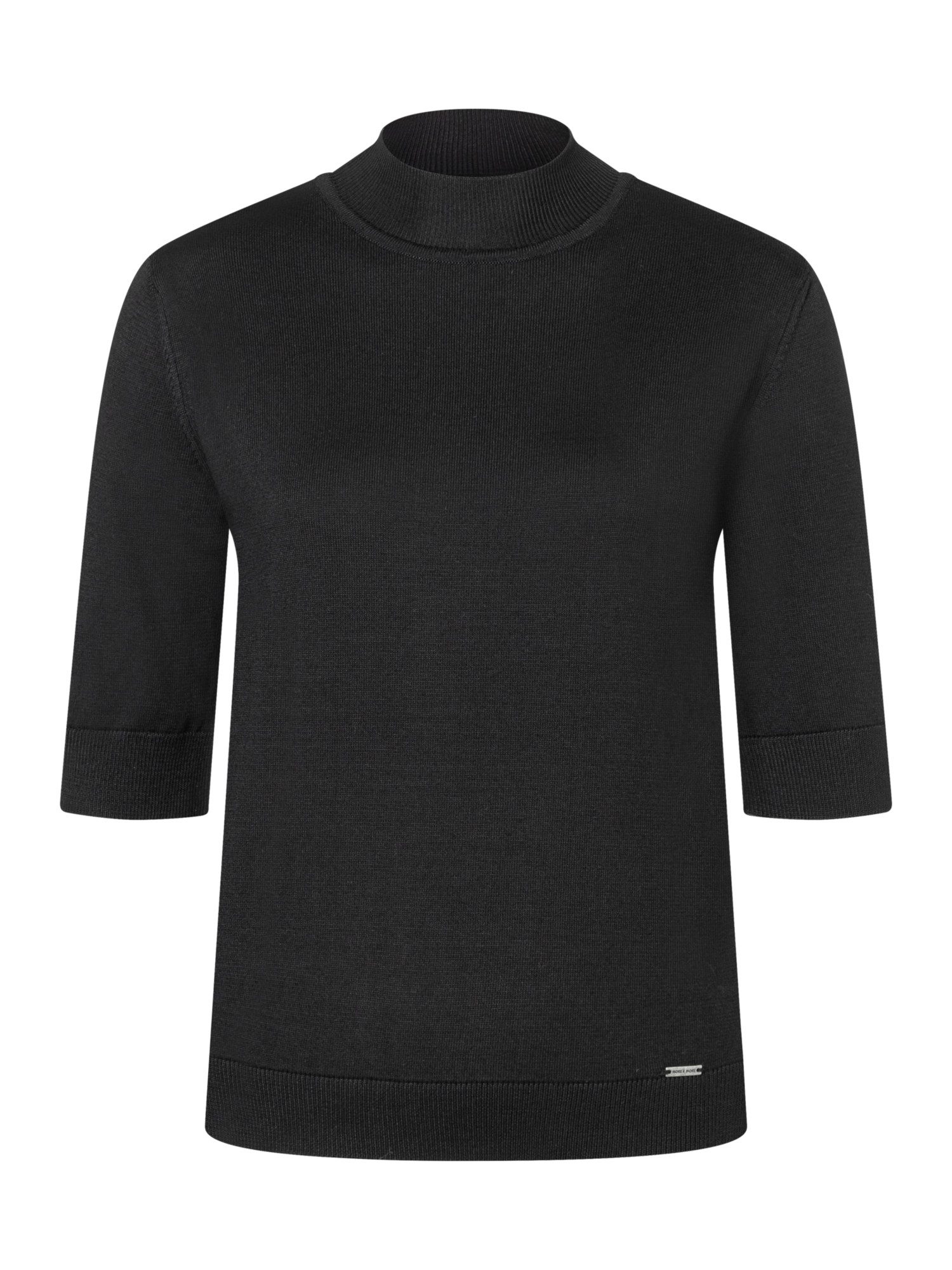 MORE&MORE Rundhalspullover leichter Kurzarmpullover mit Stehkragen