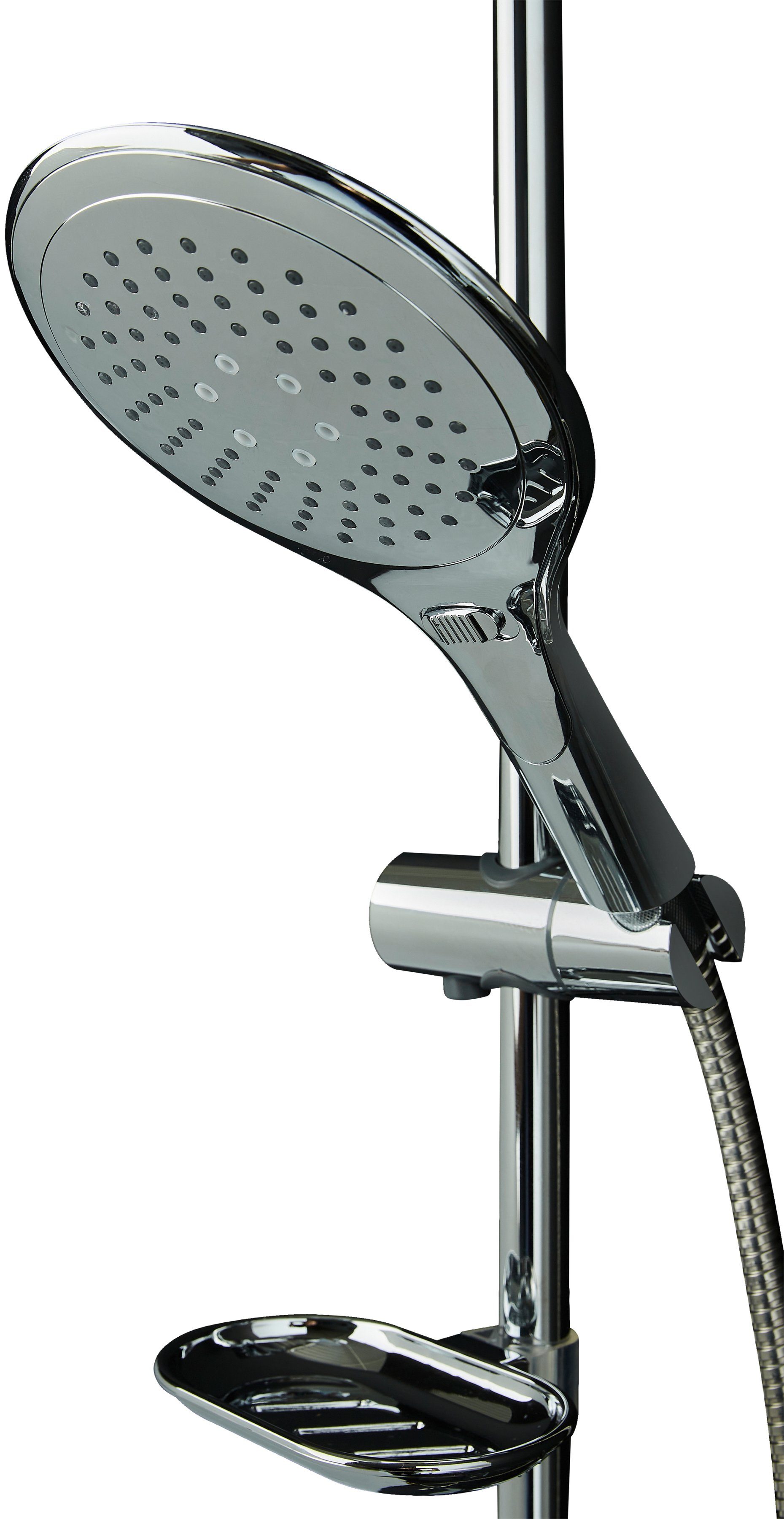 welltime Lina shower rail set, 105 cm high, overhead shower with soap dish, overhead shower with 20 cm edge length