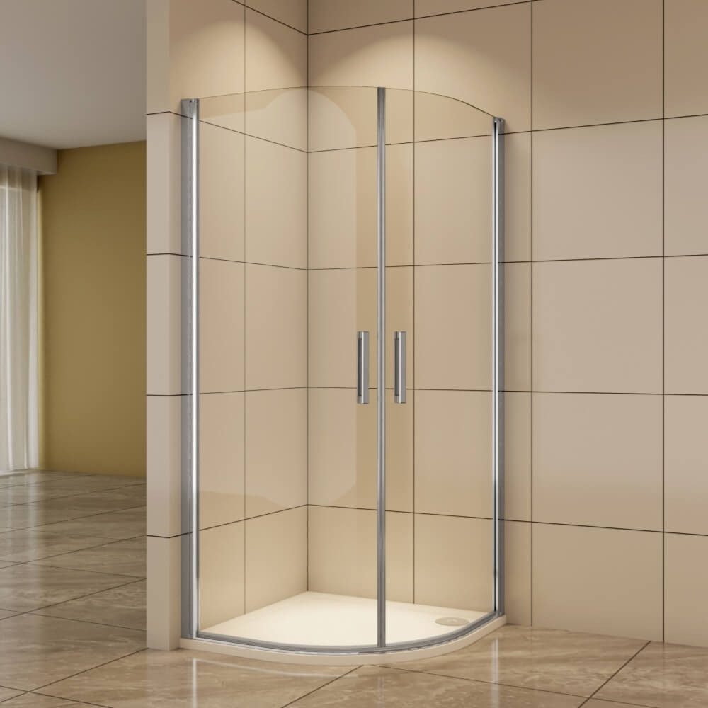 Duschparadies Runddusche 195cm Dusche Duschabtrennung Duschkabine Pendeltür Doppel Chrom, BxT: 80x80 cm, mit Pendeltür