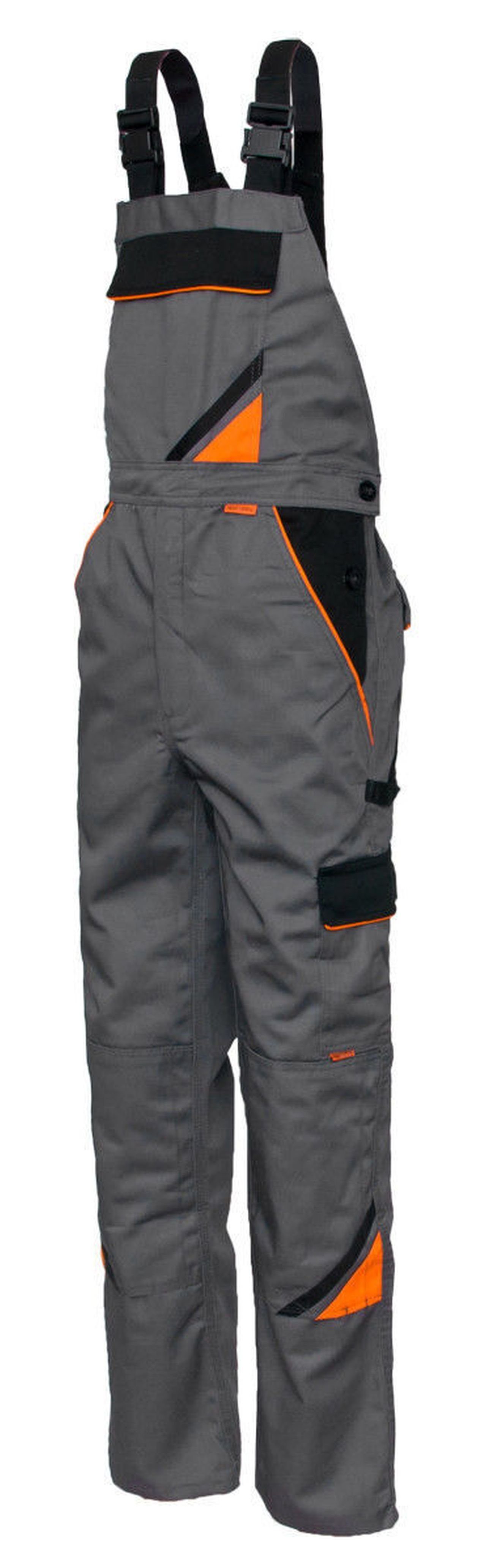 Artmas Arbeitslatzhose Arbeitslatzhose Latzhose Sicherheitshose Arbeitshose Berufskleidung Farbe: Stahl mit orangefarbenem und schwarzem Zubehör. – Bild 3 von 5