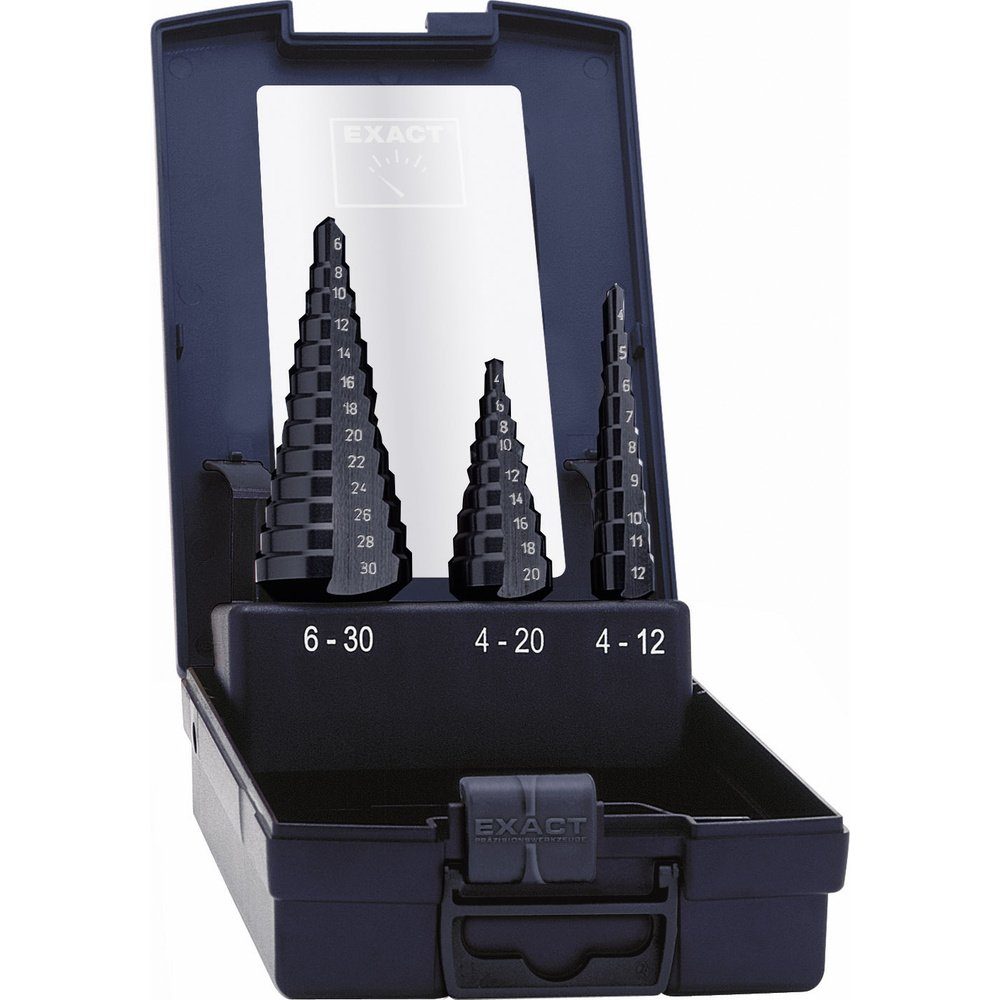 Exact Metallbohrer Exact 50071-2 HSS Stufenbohrer-Set 3teilig TiAIN 3-Flächenschaft 1