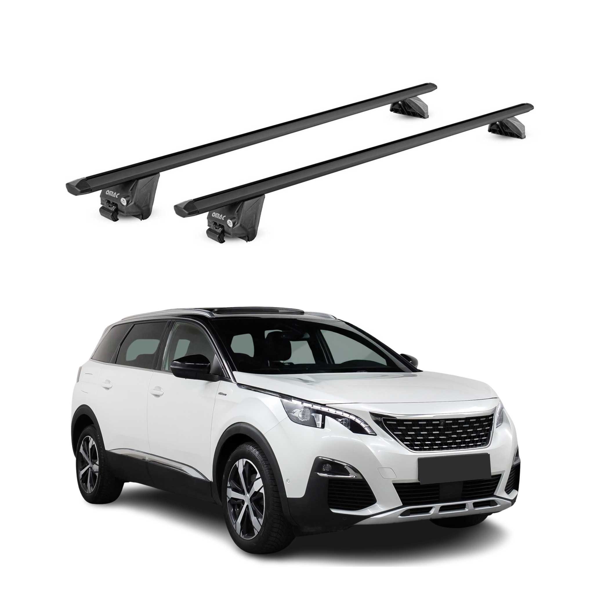 Dachträger Gepäckträger für Peugeot 5008 2017-2025 Aluminium Schwarz 2 tlg ABE