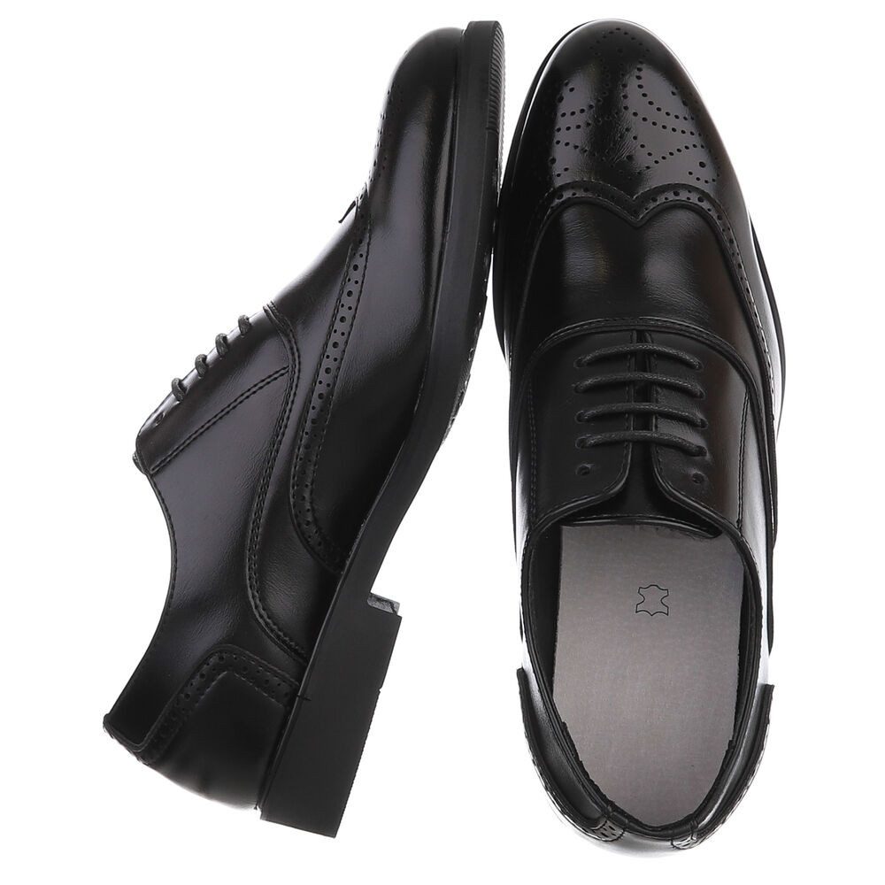 Coolwalk Herrenschnürschuh Derby mit Lochverzierung, elegant Schnürschuh (91977266) Blockabsatz Business-Schuhe in Schwarz