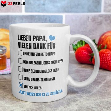 22Feels Tasse Papa Geschenk Vatertag Vater Geburtstag Kaffeetasse Mann Weihnachten, Keramik, Made in Germany, Spülmaschinenfest