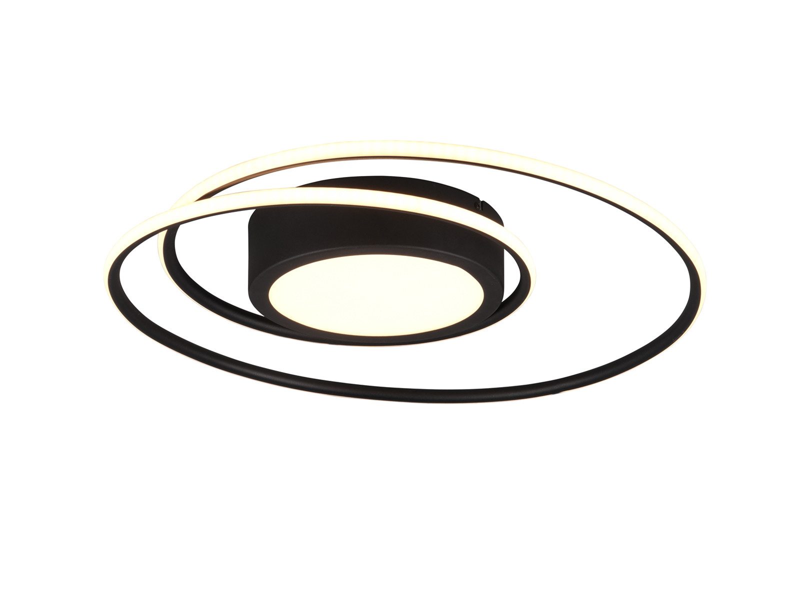 TRIO Leuchten LED Deckenleuchte, Dimmfunktion, LED fest integriert, Stufenlos dimmbar über Fernbedienung, Warmweiß, Neutralweiß, Tageslichtweiß, Große flache Tageslicht-Lampe für Decke, geschwungen aus Metall, Ø60cm