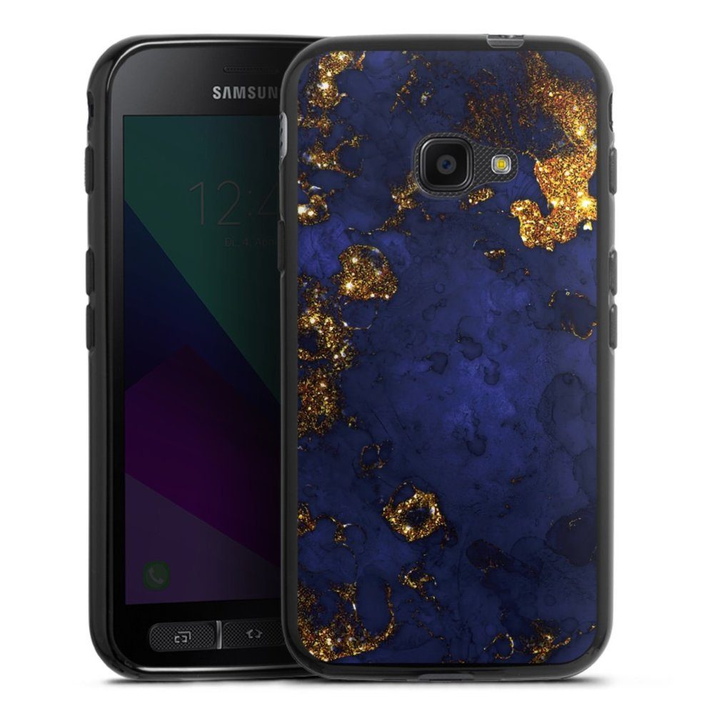 DeinDesign Handyhülle Marmor Gold Utart Blue and Golden Marble Look, Samsung Galaxy Xcover 4s Silikon Hülle Bumper Case Handy Schutzhülle