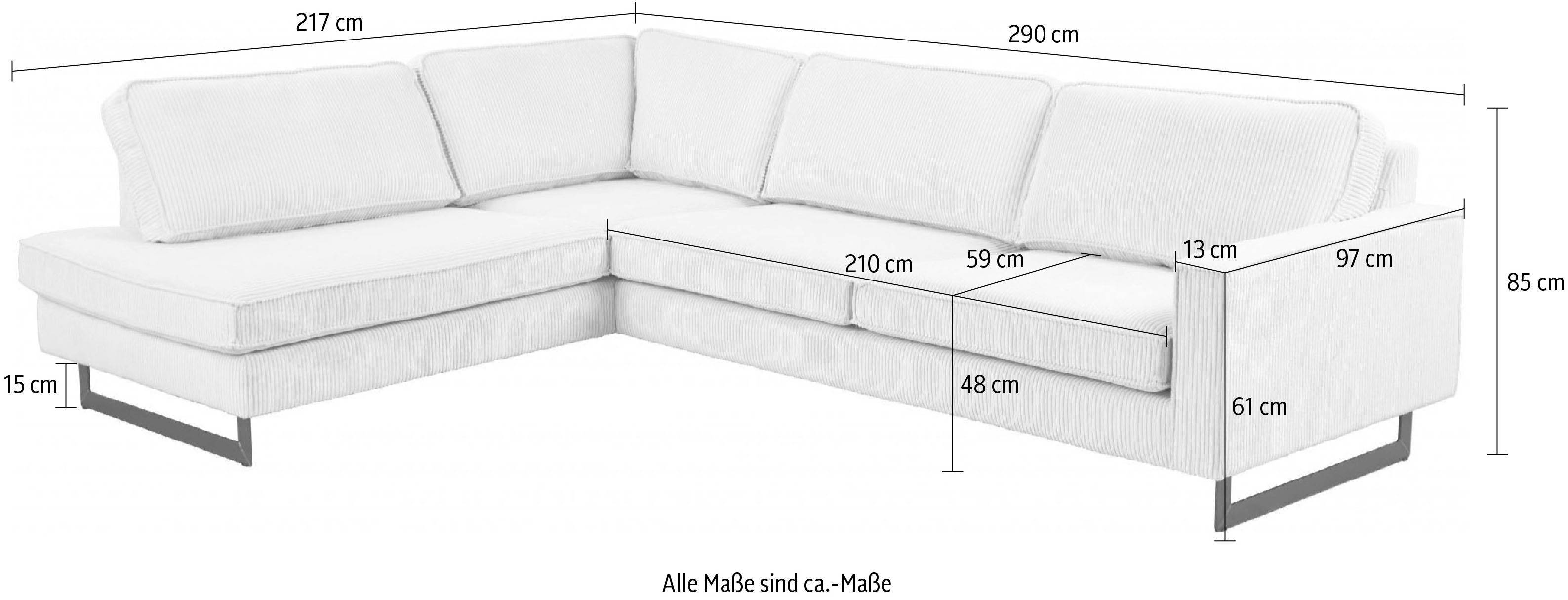 Keder und Pinto, Metallfüßen Style of mit Places Ecksofa