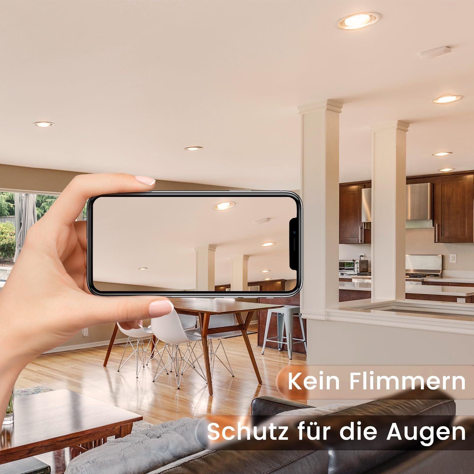 ZMH LED-Leuchtmittel GU10 5W, LED-Spot mit 110° Abstrahlwinkel, nicht dimmbar, GU10, 10 St., Warmweiß, Reflektorlampe für Deckenleuchten – Bild 5 von 5