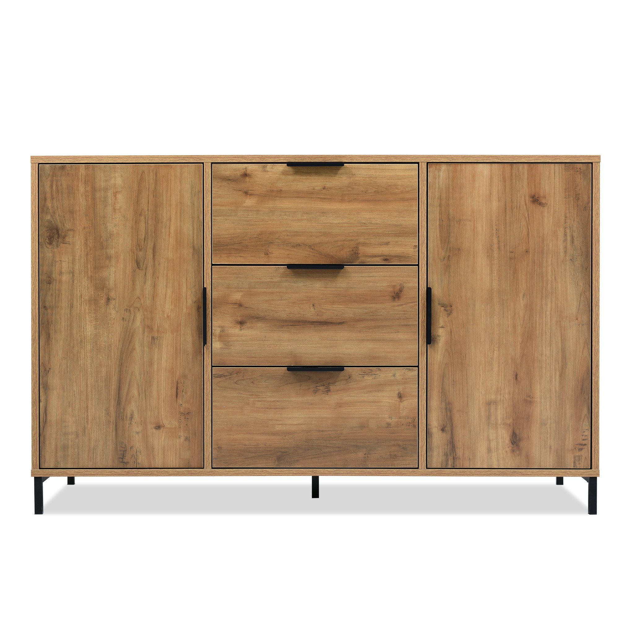 für Kommode Highboard Highboard Schlafzimmer Verstellbare Sideboard Türen (mit Schubladenkommode, und SPLOE Ablage, Schubladen), HAUSS Kommode 3 Sideboard & 2