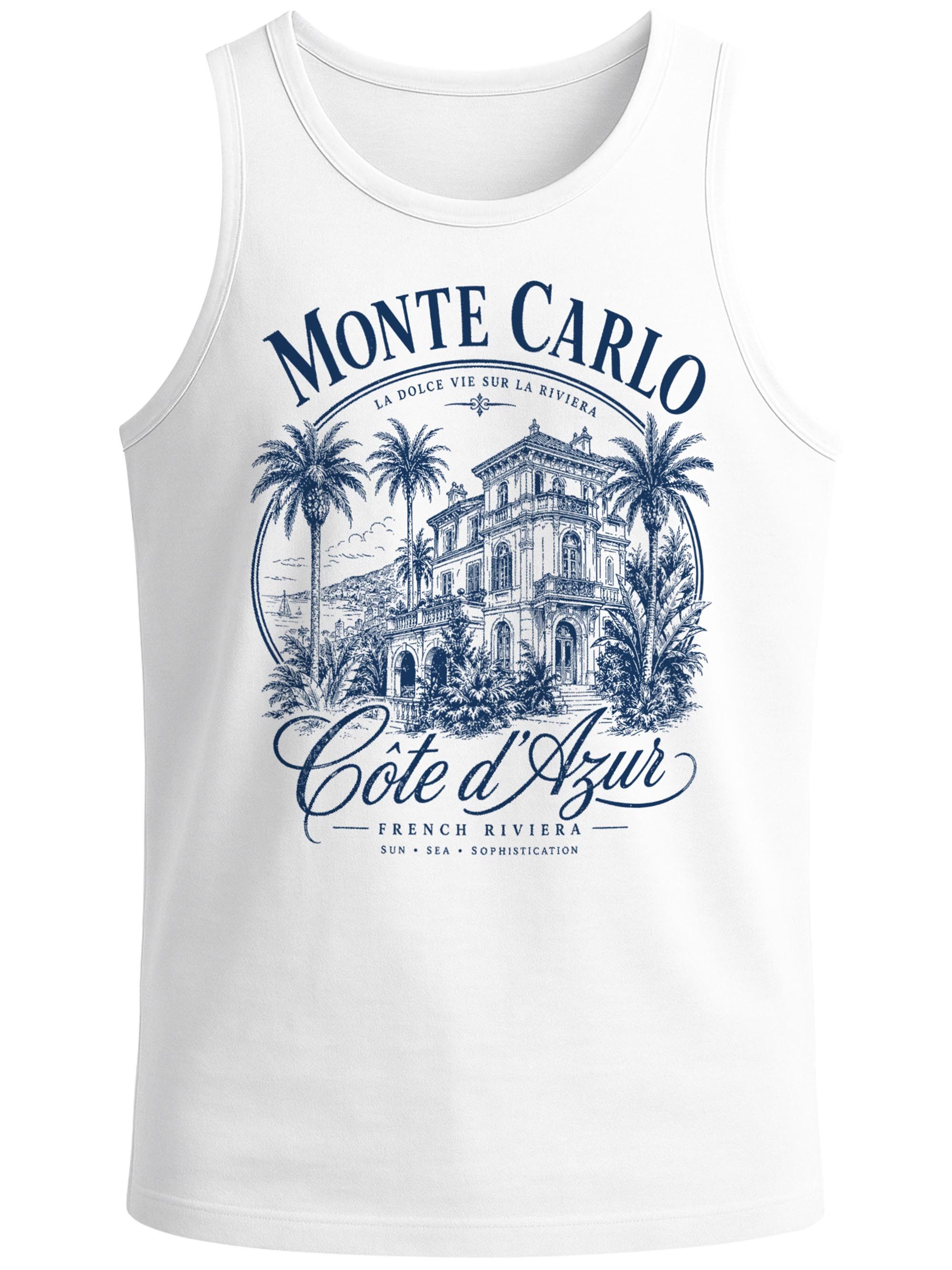 Neverless Tanktop Tanktop Herren mit Grafik-Print - Monte Carlo - Trägershirt Baumwolle mit Print – Bild 5 von 5