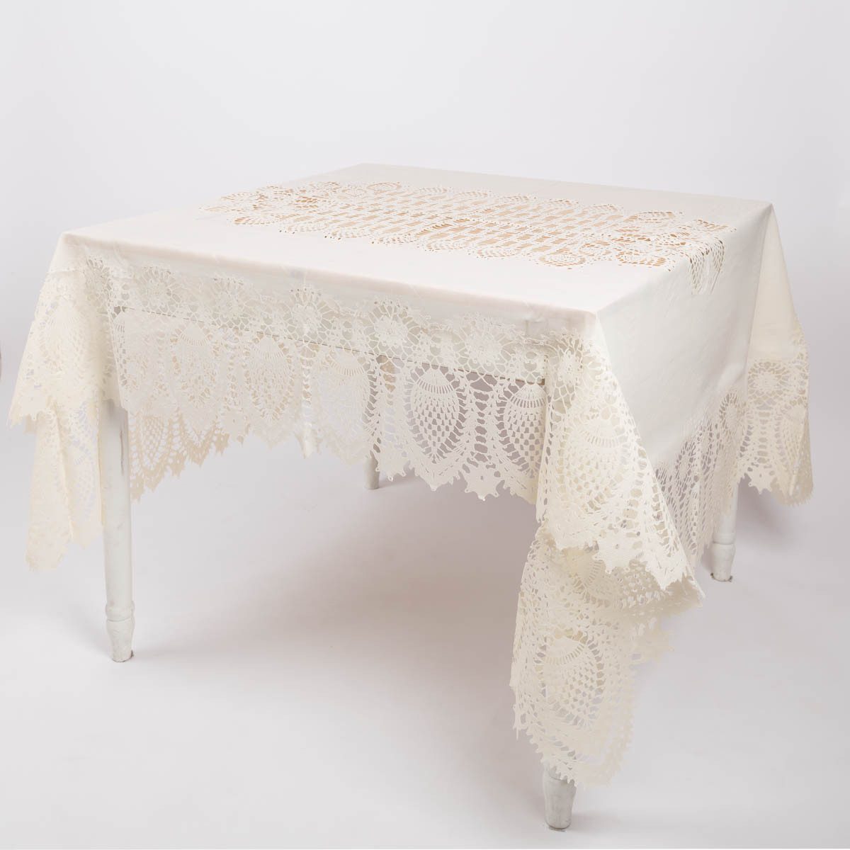 SCHÖNER LEBEN. Tischdecke Outdoor Häkelspitze Amira beige 137x180cm, abwaschbar – Bild 2 von 5