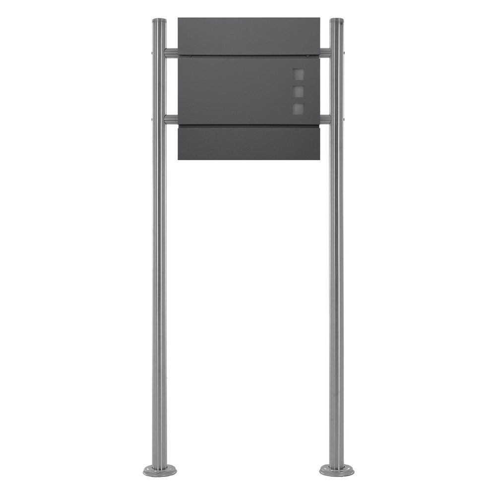 ML-DESIGN Standbriefkasten Wandbriefkasten Briefkasten Postkasten mit Zeitungsfach inkl. Standfuß, Briefkastenanlage mit Ständer Silber 120cm Mailbox mit Pfosten