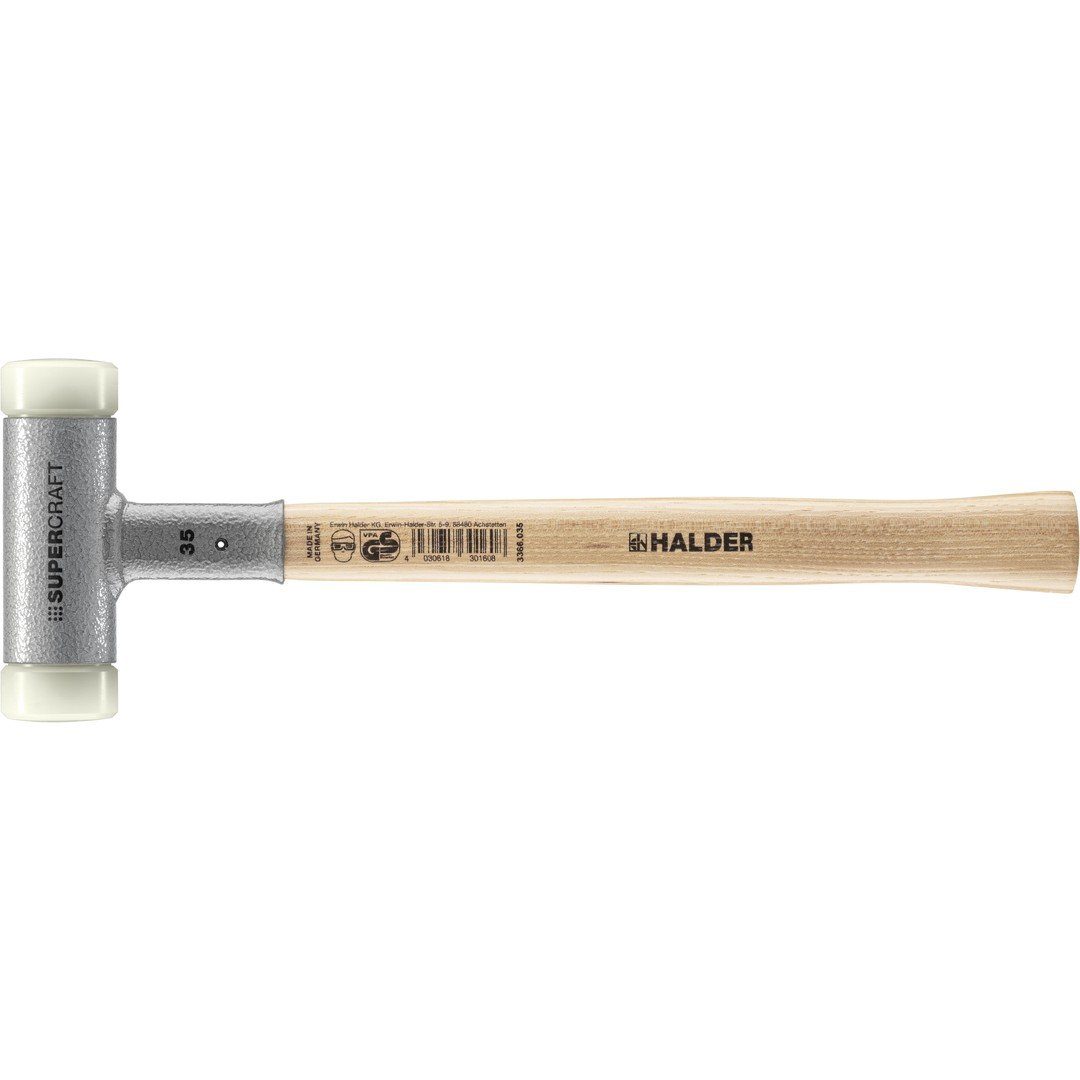 Gummihammer HALDER SUPERCRAFT Schonhammer Ø 35 mm rückschlagfrei mit Stahlschrotfü