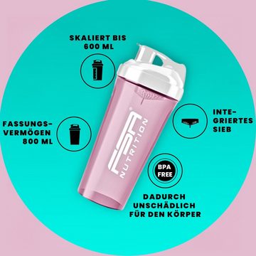 FSA Nutrition Protein Shaker Premium 800 ml Trinkflasche Sport, Premium Shaker mit Messmarkierungen, Mischsieb