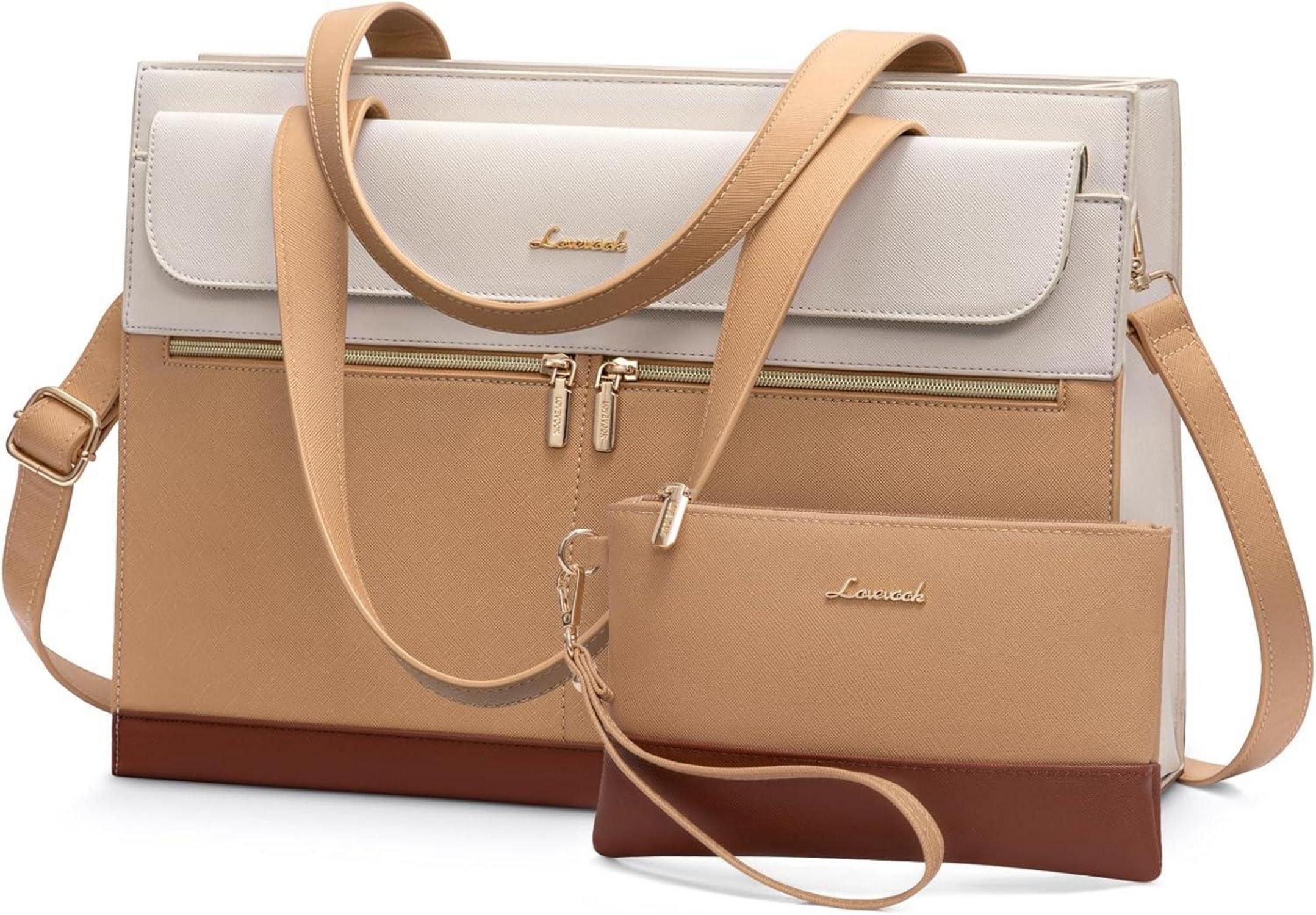 Laptoptasche Laptoptasche Damen 15,6 Zoll PU Leder Handtasche Schultertasche Clutch