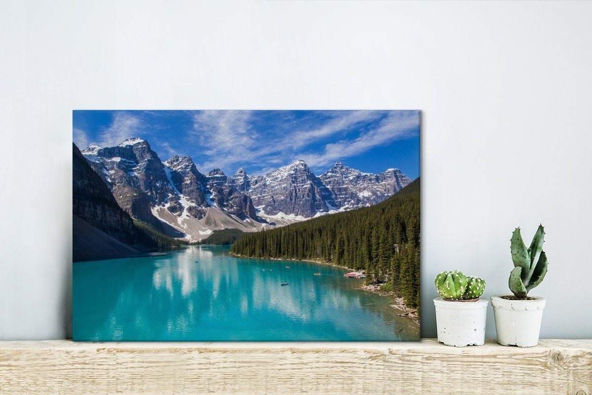 Wandbild OneMillionCanvasses® Moraine in Leinwandbilder, St), (1 cm Aufhängefertig, Wanddeko, Kanada, Lake 30x20 Leinwandbild