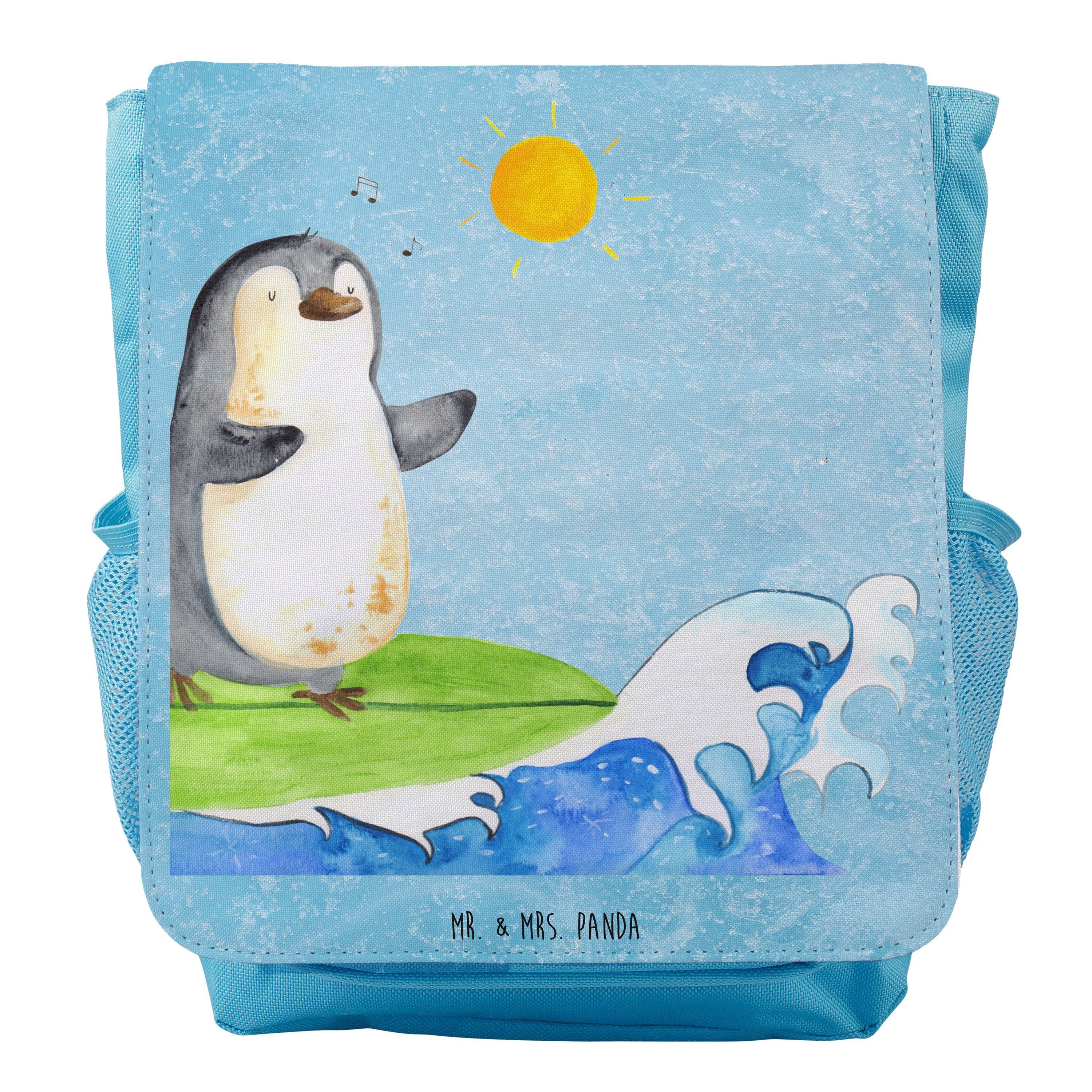 Mr. & Mrs. Panda Kinderrucksack Jungen Pinguin Surfer - Eisblau - Geschenk, Kleiner Rucksack, Kids, R | Rucksäcke