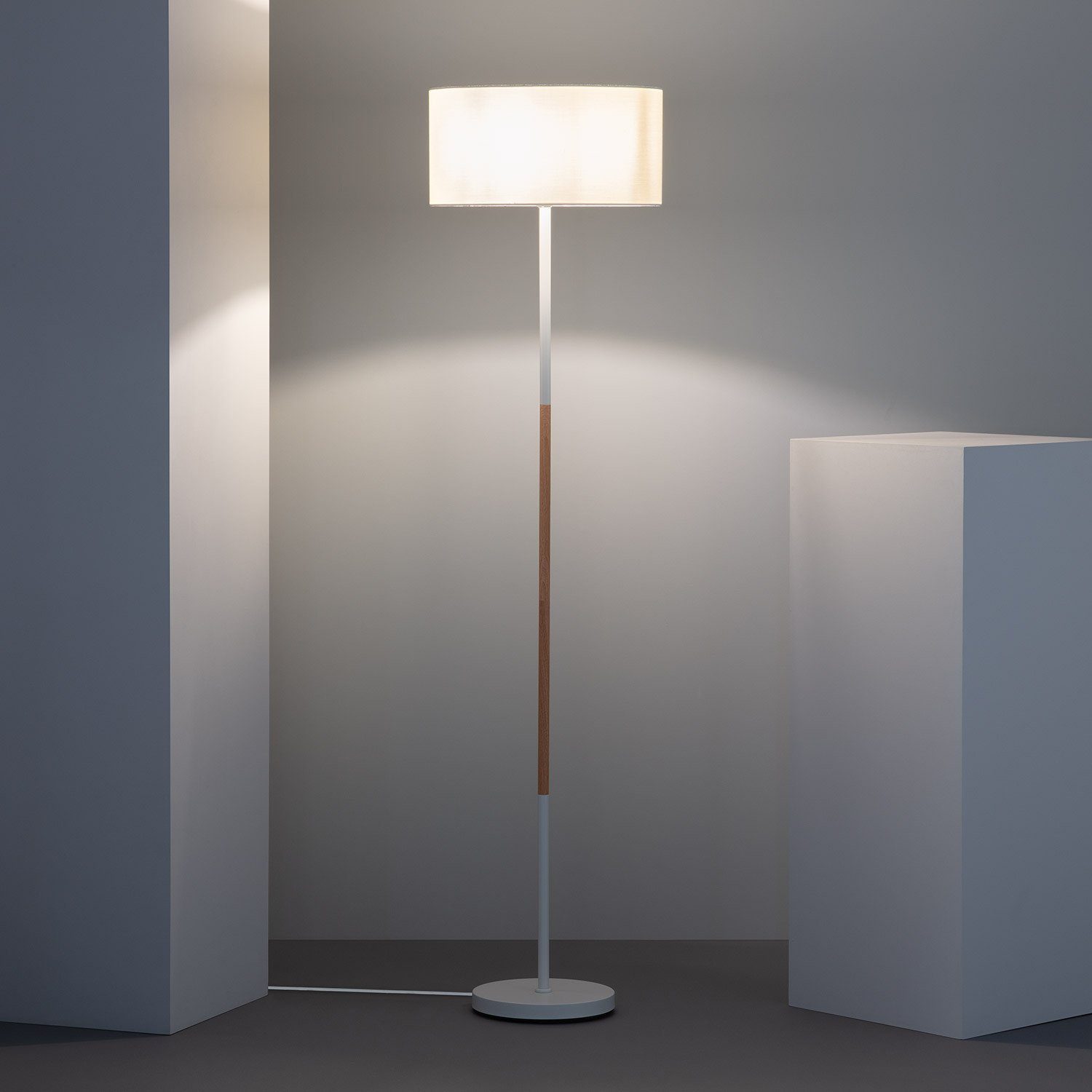 Silinda ohne Leuchtmittel mit Stehlampe, Stehlampe Aesthetic Holz nordische Stehlampe Living Lampenschirm, Weiß