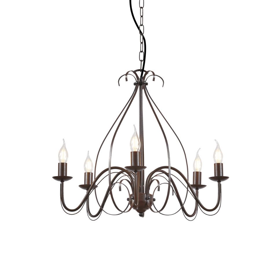 Qazqa Kronleuchter Giuseppe, ohne Leuchtmittel, E14, Rostbraun, Landhaus, S günstig online kaufen