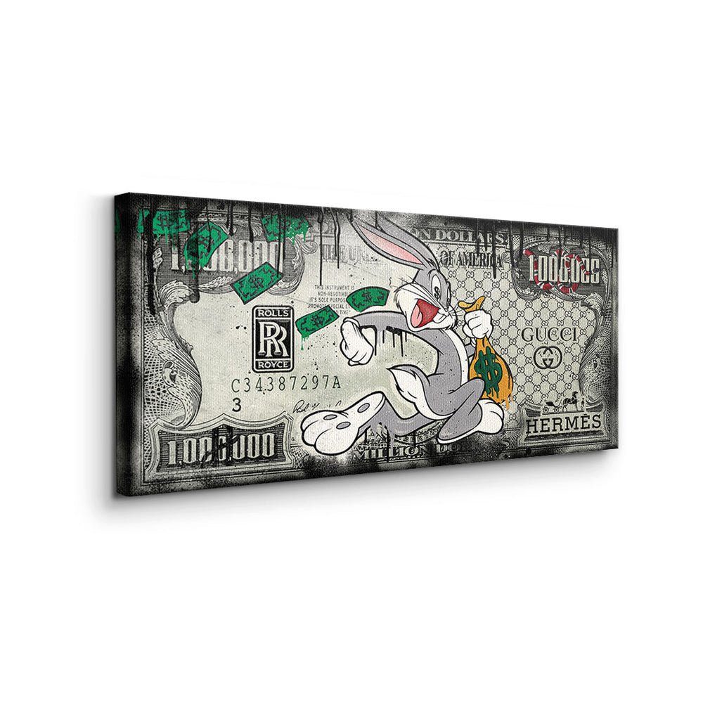 DOTCOMCANVAS® Leinwandbild premium weißer Fast Bunny mit Rahmen Leinwandbild, xxl Rahmen Motiv