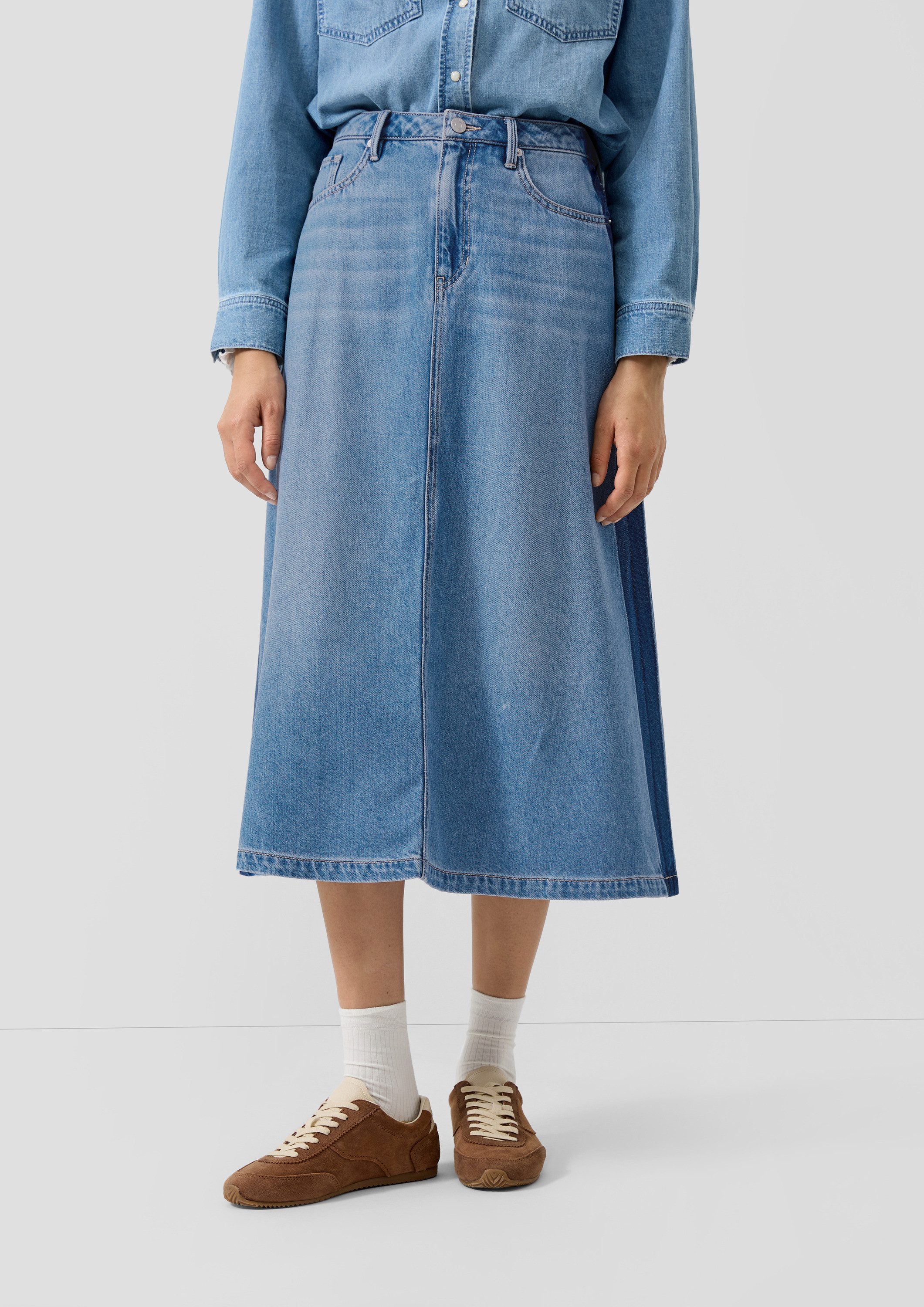 s.Oliver Midirock Rock Ausgestellter Midi-Jeansrock aus Lyocellmix mit hohem Bund
